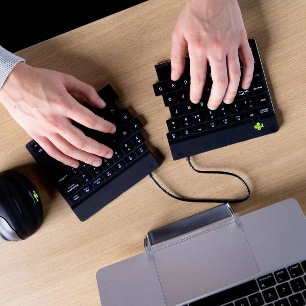 R-GO Tools Split Break Bluetooth® Tastatur Nordisch, QWERTY Schwarz Ergonomisch
