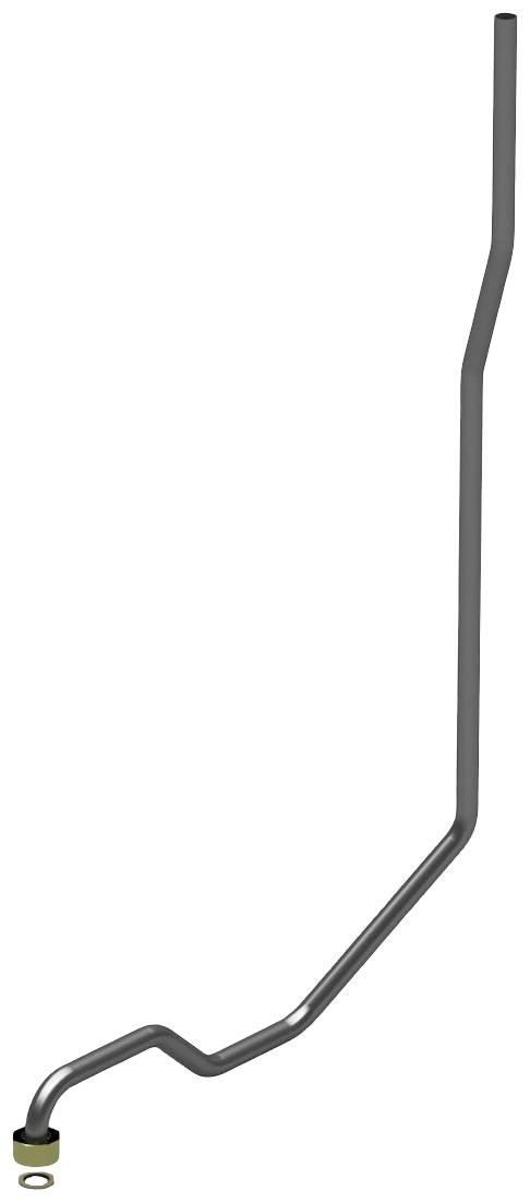 Ein langer, gebogener Metallstab mit mehreren Winkeln und einem flachen Ring an einem Ende.