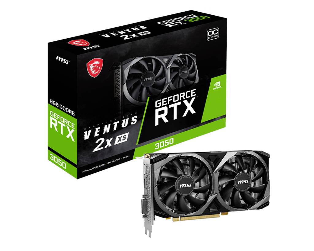 MSI Grafikkarte Nvidia GeForce RTX 3050 VENTUS 2X XS OC 8 GB GDDR6-RAM PCIe x8 HDMI®, DisplayPort, DVI Übertaktet / Overclocked, Vulkan, NVIDIA G-