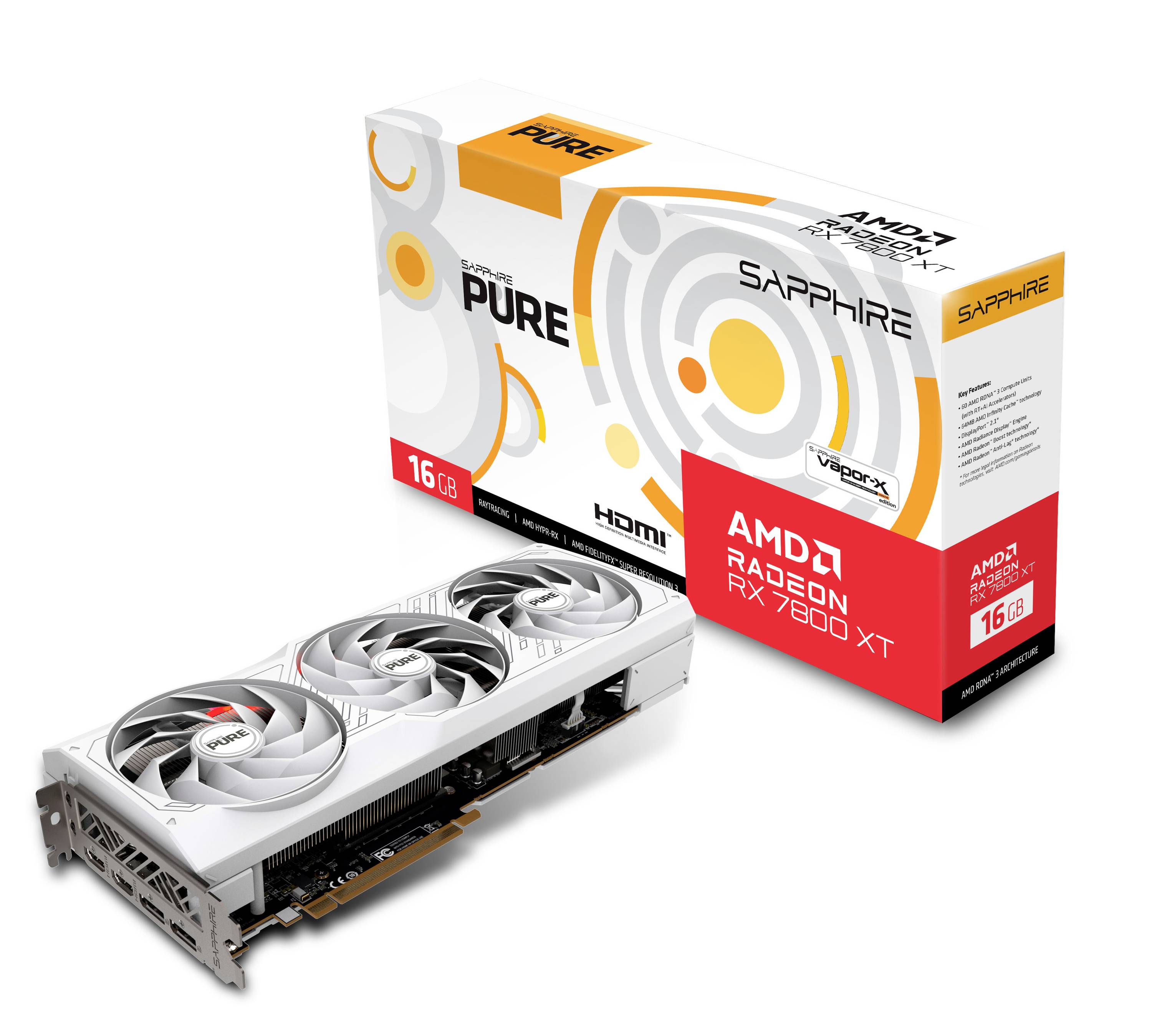 Sapphire Grafikkarte AMD Radeon RX 7800 XT PURE 16 GB GDDR6-RAM PCIe x16 HDMI®, DisplayPort AMD FreeSync, Vulkan