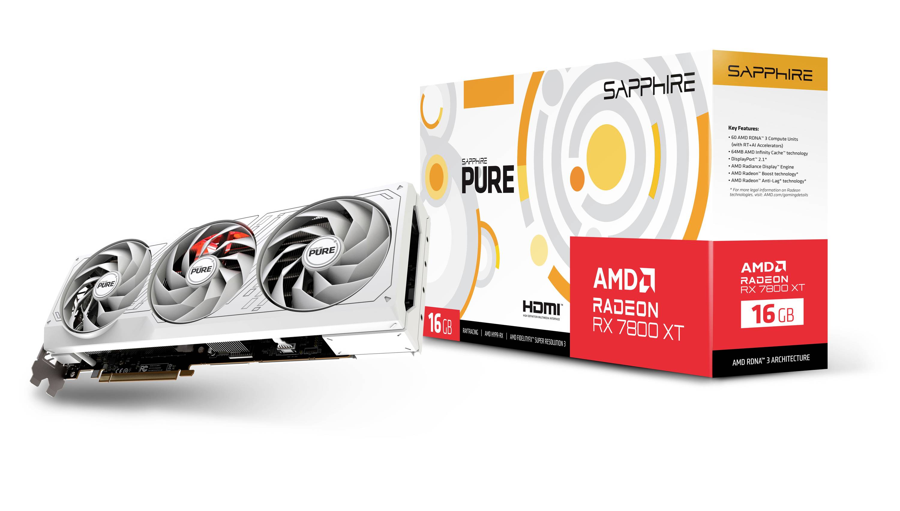 Sapphire Grafikkarte AMD Radeon RX 7800 XT PURE 16 GB GDDR6-RAM PCIe x16 HDMI®, DisplayPort AMD FreeSync, Vulkan