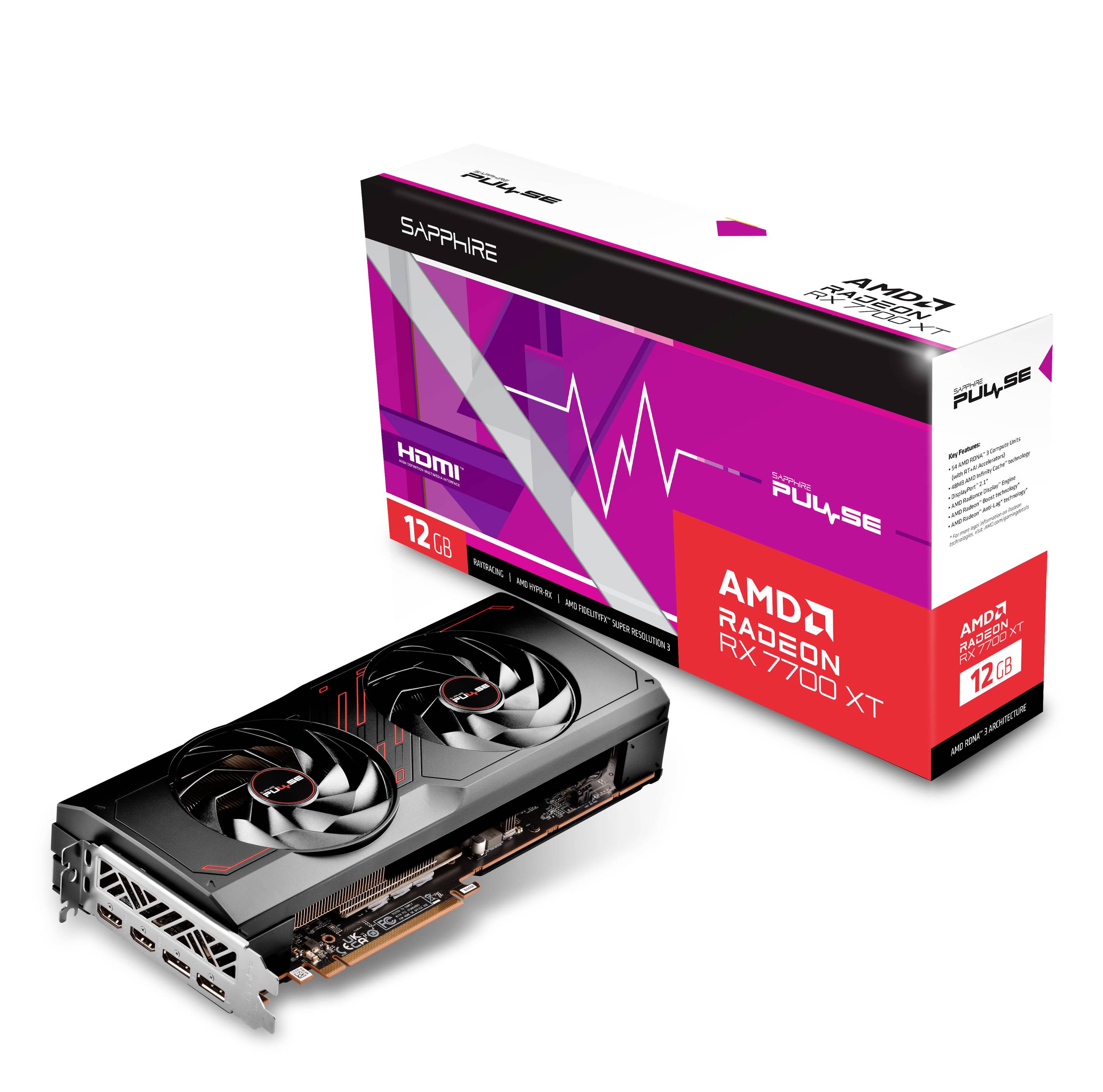 Sapphire Grafikkarte AMD Radeon RX 7700 XT PULSE 12 GB GDDR6-RAM PCIe x16 HDMI®, DisplayPort AMD FreeSync, Vulkan