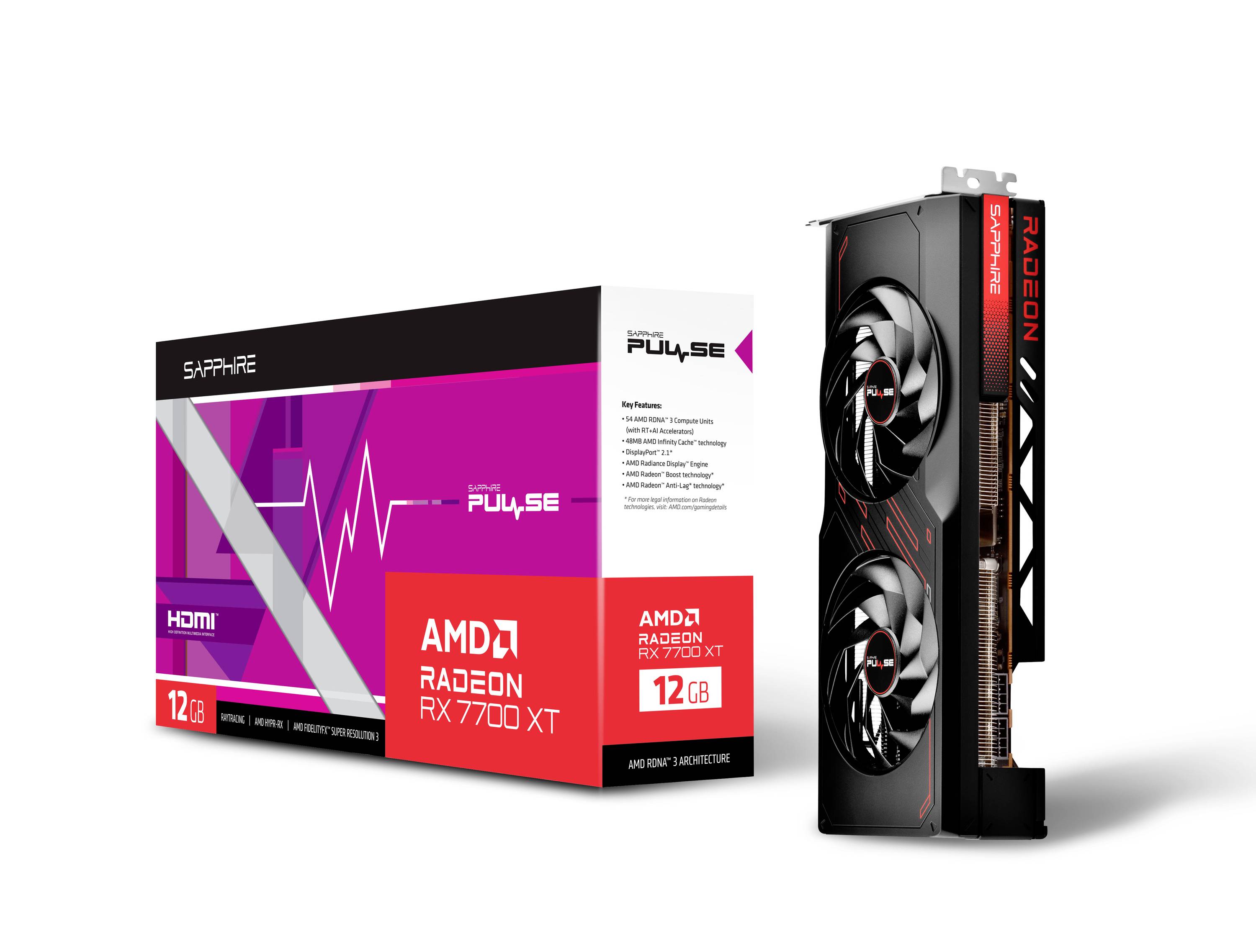 Sapphire Grafikkarte AMD Radeon RX 7700 XT PULSE 12 GB GDDR6-RAM PCIe x16 HDMI®, DisplayPort AMD FreeSync, Vulkan