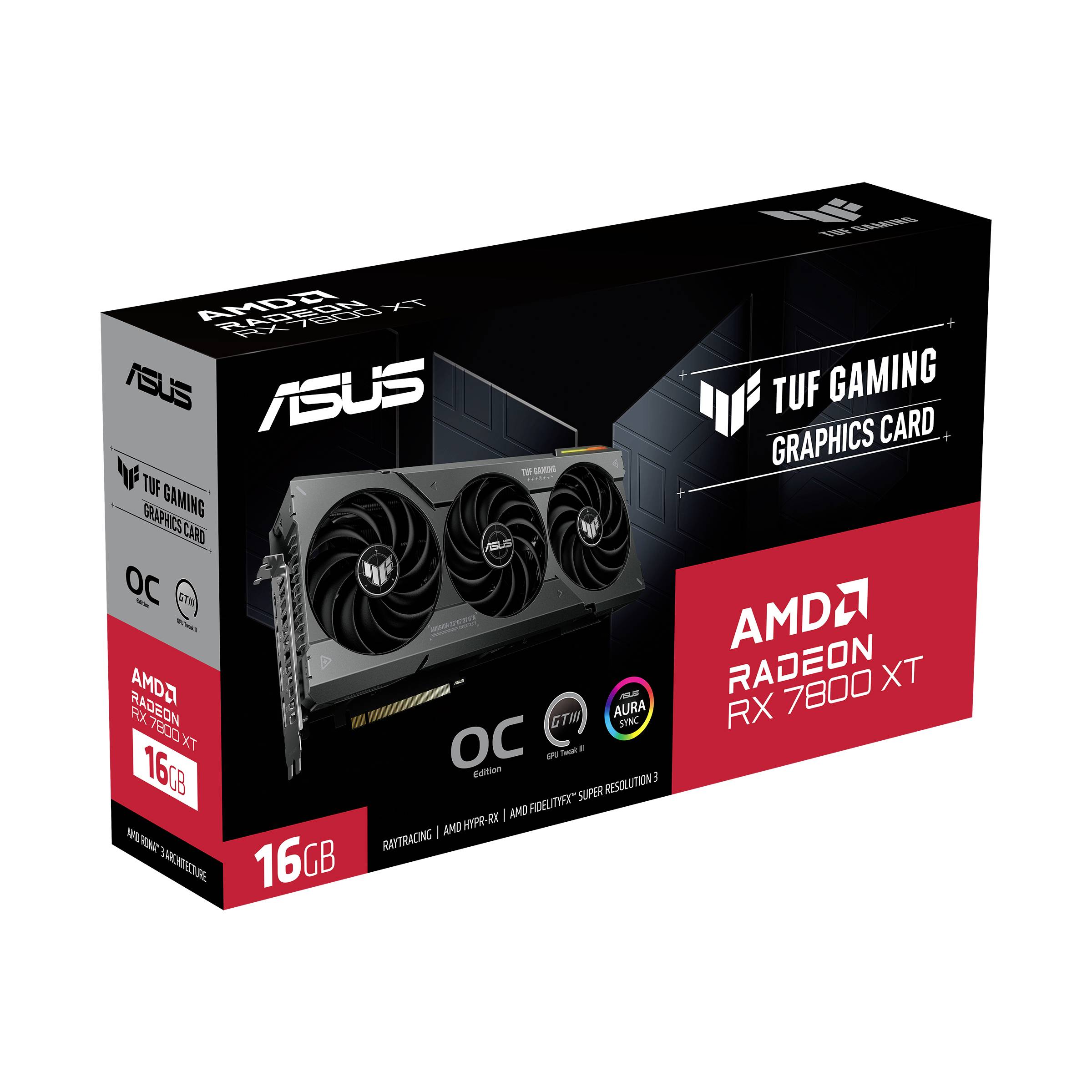 Asus Grafikkarte AMD Radeon RX 7800 XT TUF Gaming OC Edition 16 GB GDDR6-RAM HDMI®, DisplayPort AMD FreeSync, Übertaktet / Overclocked