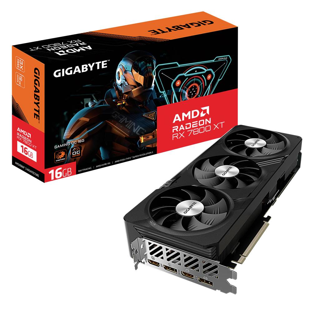 Gigabyte Grafikkarte AMD Radeon RX 7800 XT GAMING OC 16GB GDDR6-RAM HDMI®, DisplayPort AMD FreeSync, Übertaktet / Overclocked