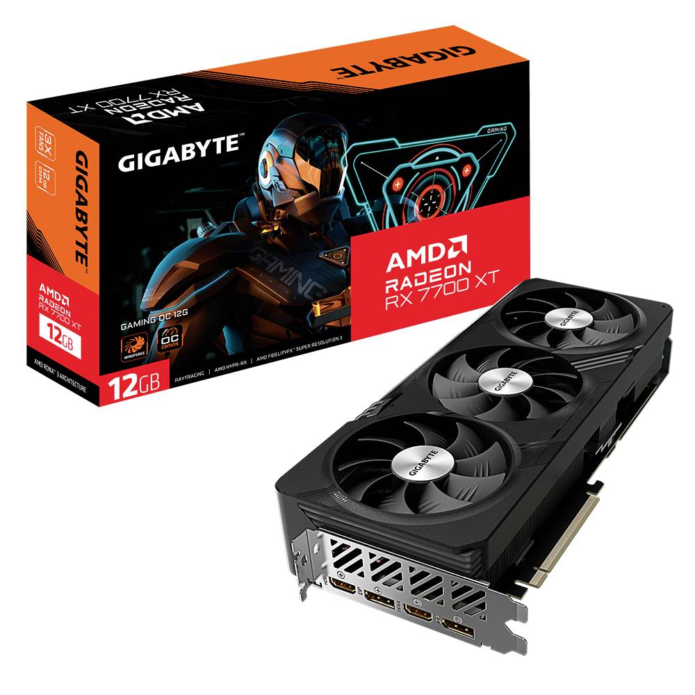 Gigabyte Grafikkarte AMD Radeon RX 7700 XT GAMING OC 12 GB GDDR6-RAM PCIe 4.0 x4, HDMI®, DisplayPort AMD FreeSync
