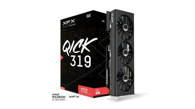 XFX Grafikkarte AMD Radeon RX 7700 XT Speedster QICK 319 Black Edition 12 GB GDDR6-RAM HDMI®, DisplayPort AMD FreeSync, Vulkan