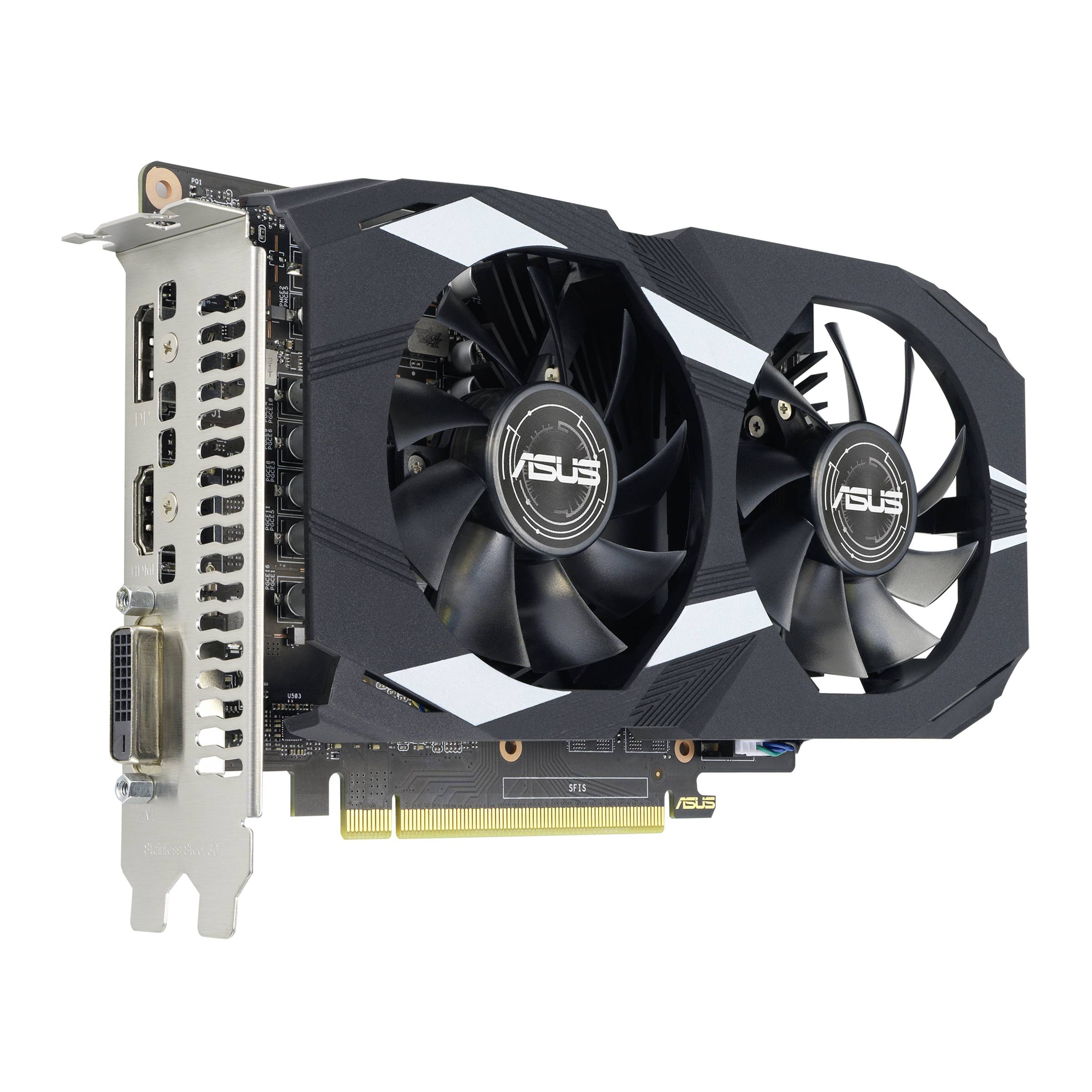 Asus Grafikkarte Nvidia GeForce GTX1650 Dual EVO - OC Edition 4GB GDDR6-RAM HDMI®, DisplayPort, DVI Übertaktet / Overclocked