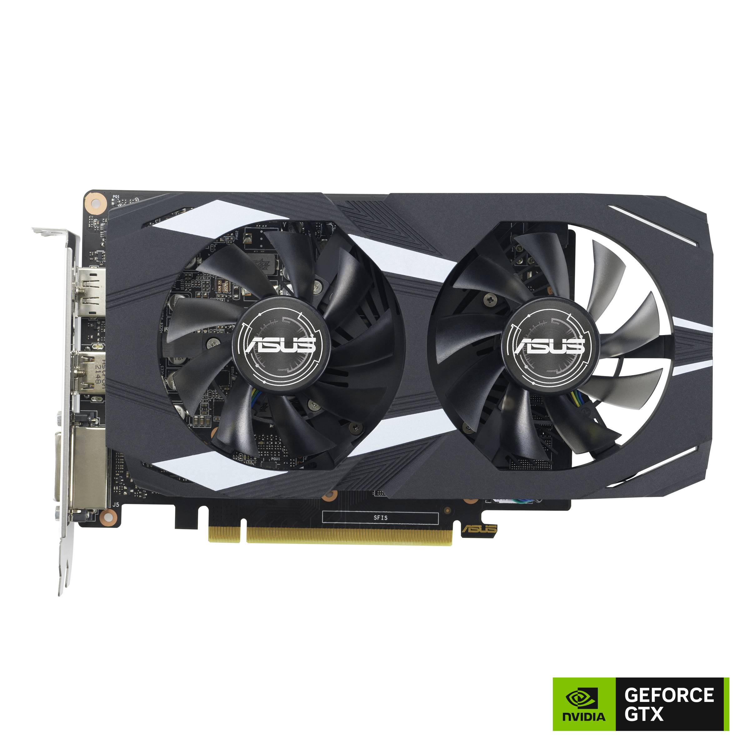 Asus Grafikkarte Nvidia GeForce GTX1650 Dual EVO - OC Edition 4GB GDDR6-RAM HDMI®, DisplayPort, DVI Übertaktet / Overclocked