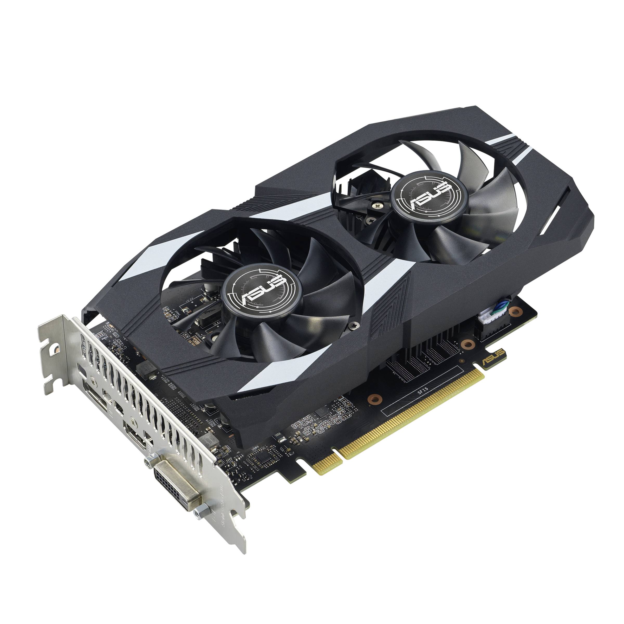 Asus Grafikkarte Nvidia GeForce GTX1650 Dual EVO - OC Edition 4GB GDDR6-RAM HDMI®, DisplayPort, DVI Übertaktet / Overclocked