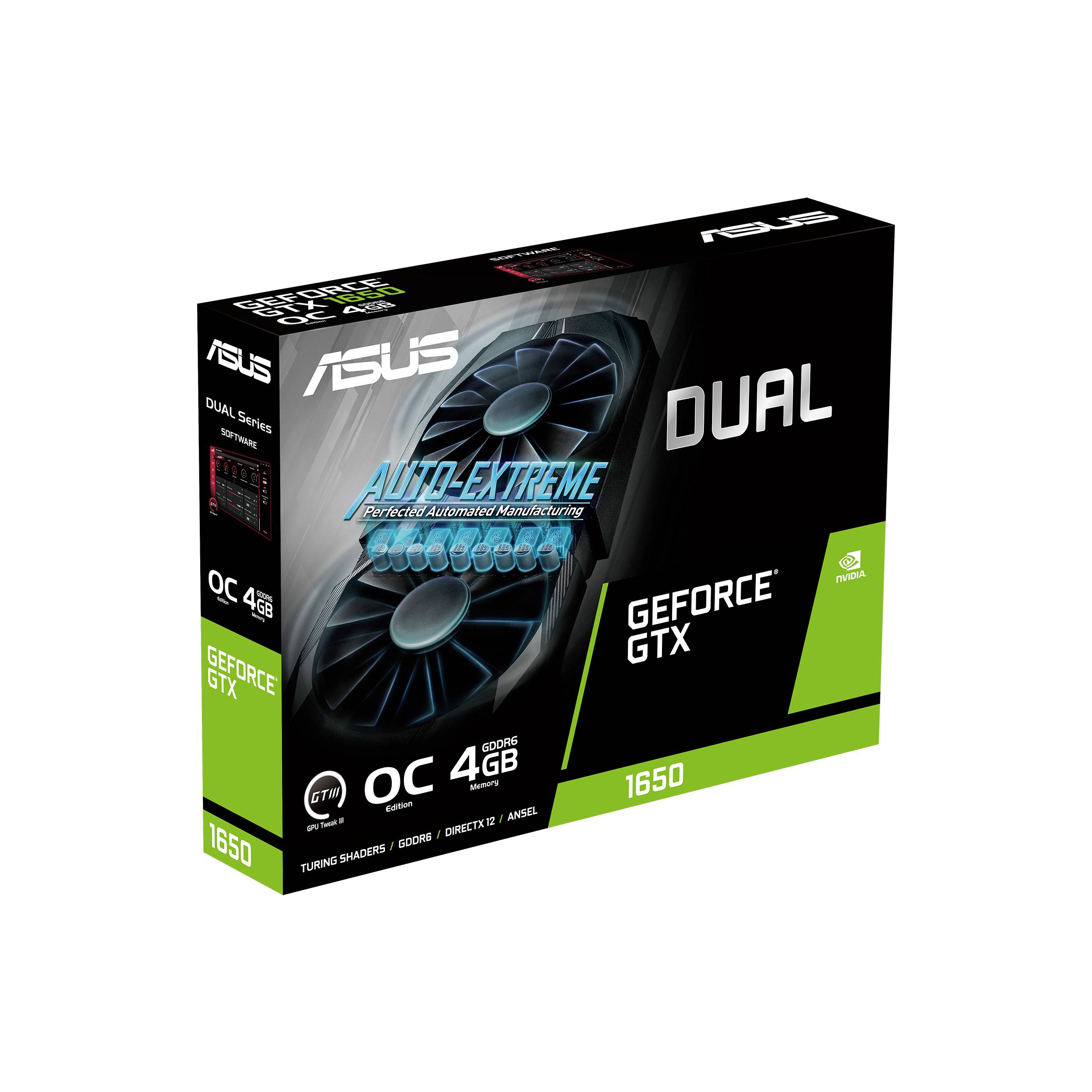 Asus Grafikkarte Nvidia GeForce GTX1650 Dual EVO - OC Edition 4GB GDDR6-RAM HDMI®, DisplayPort, DVI Übertaktet / Overclocked
