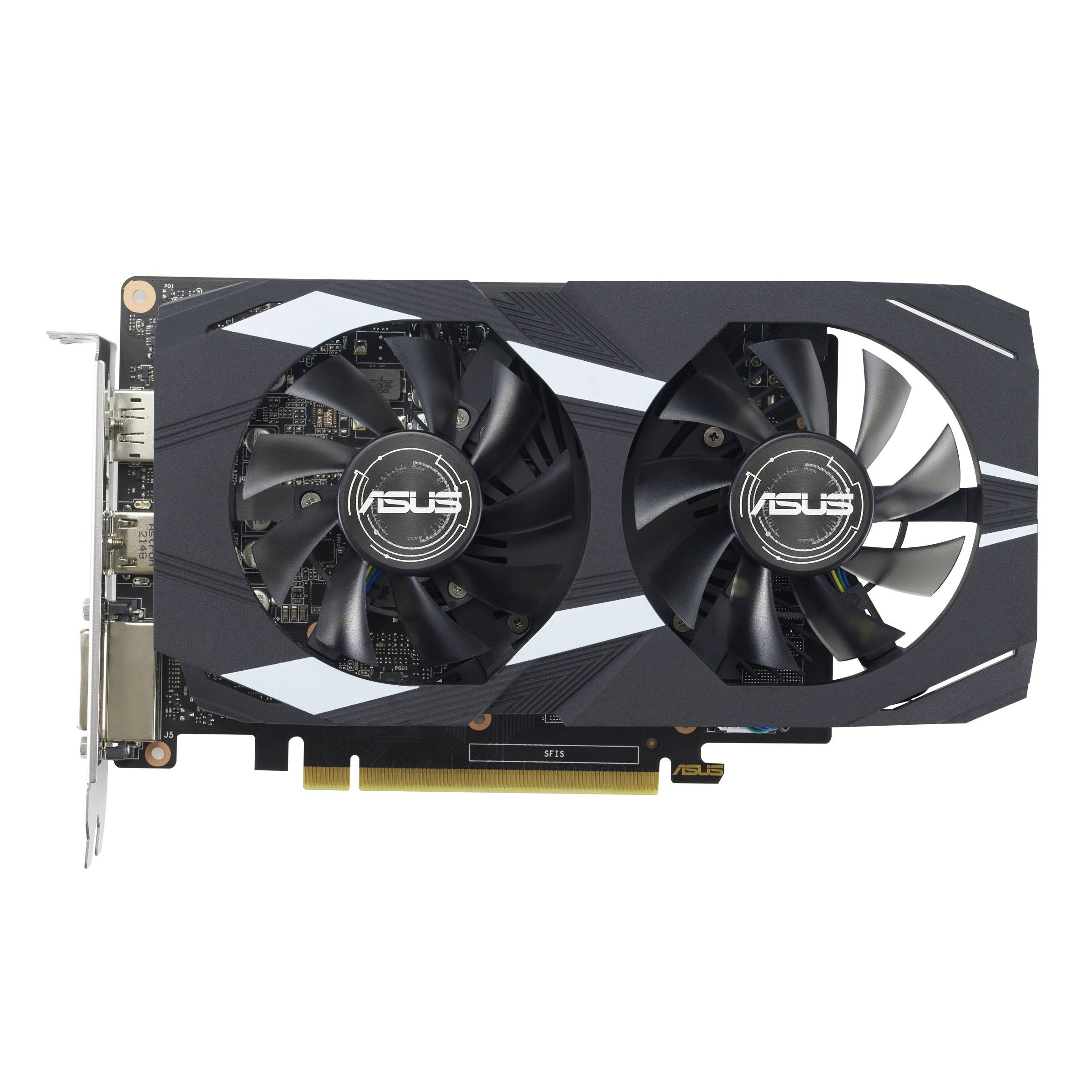 Asus Grafikkarte Nvidia GeForce GTX1650 Dual EVO - OC Edition 4GB GDDR6-RAM HDMI®, DisplayPort, DVI Übertaktet / Overclocked