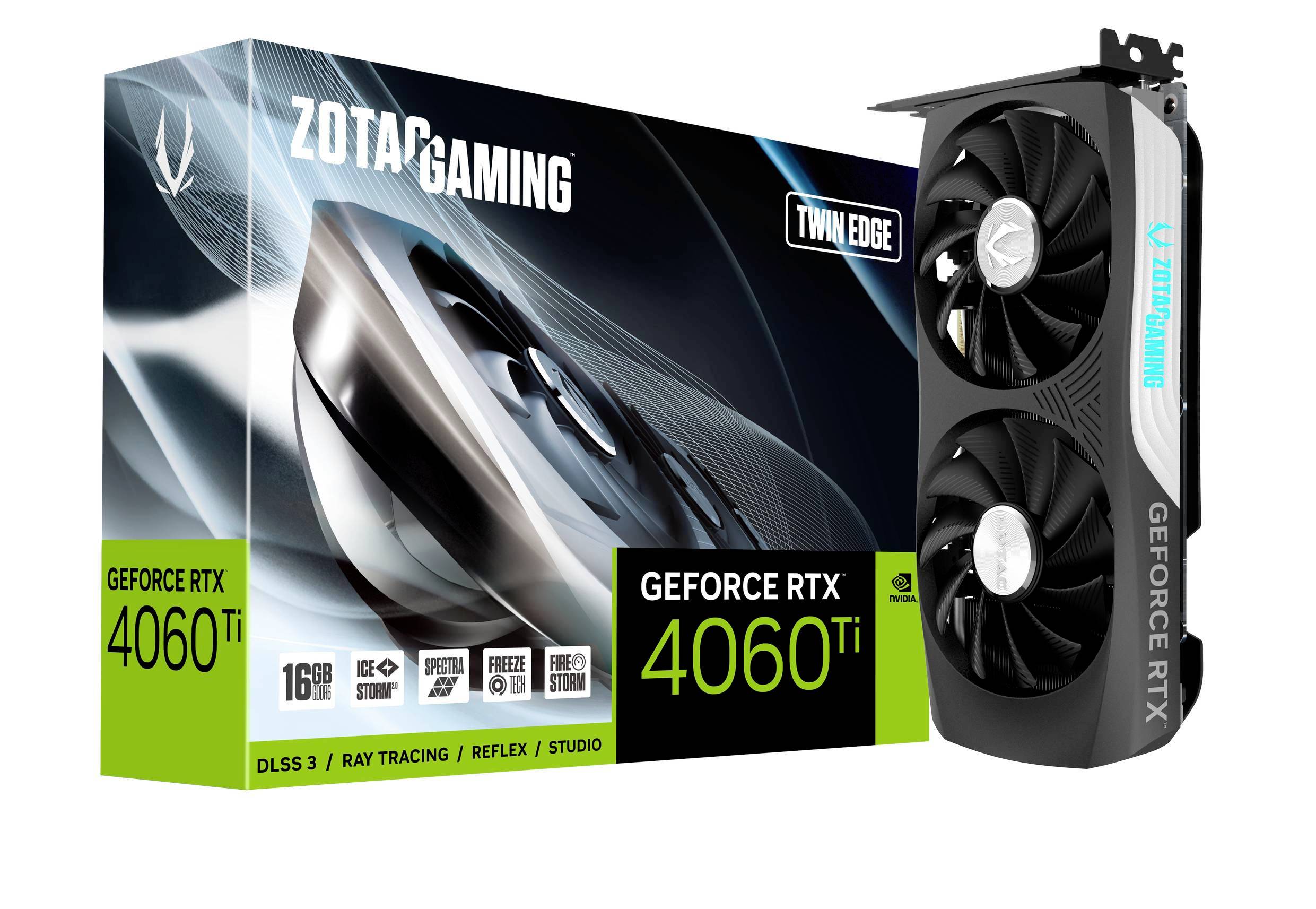 Zotac Grafikkarte Nvidia GeForce RTX 4060 Ti Twin Edge 16GB GDDR6-RAM PCIe x8 HDMI®, DisplayPort NVIDIA G-Sync