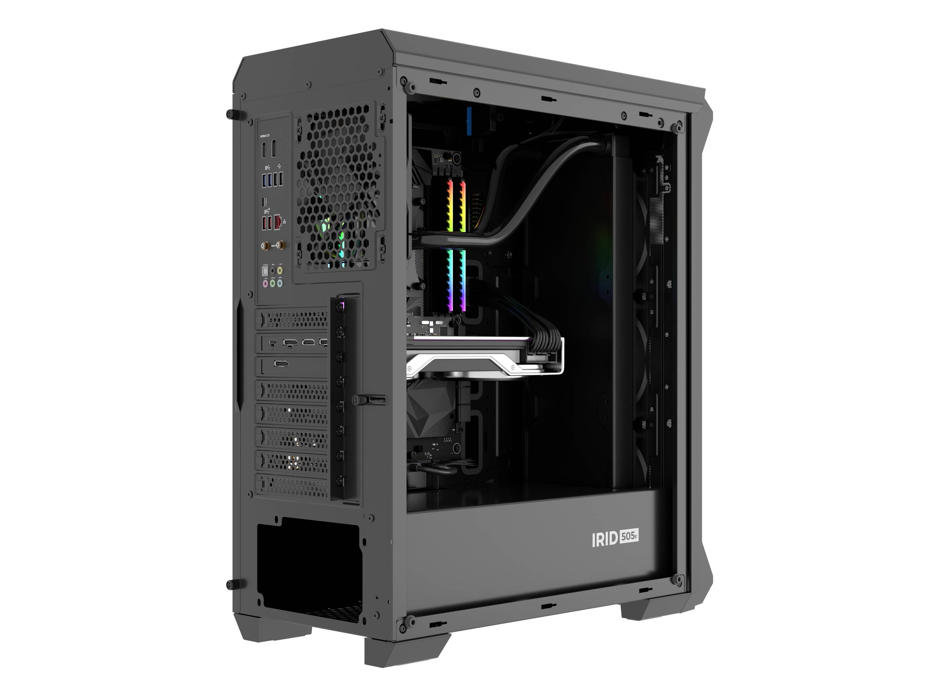 Genesis Irid 505F Midi-Tower PC-Gehäuse Schwarz