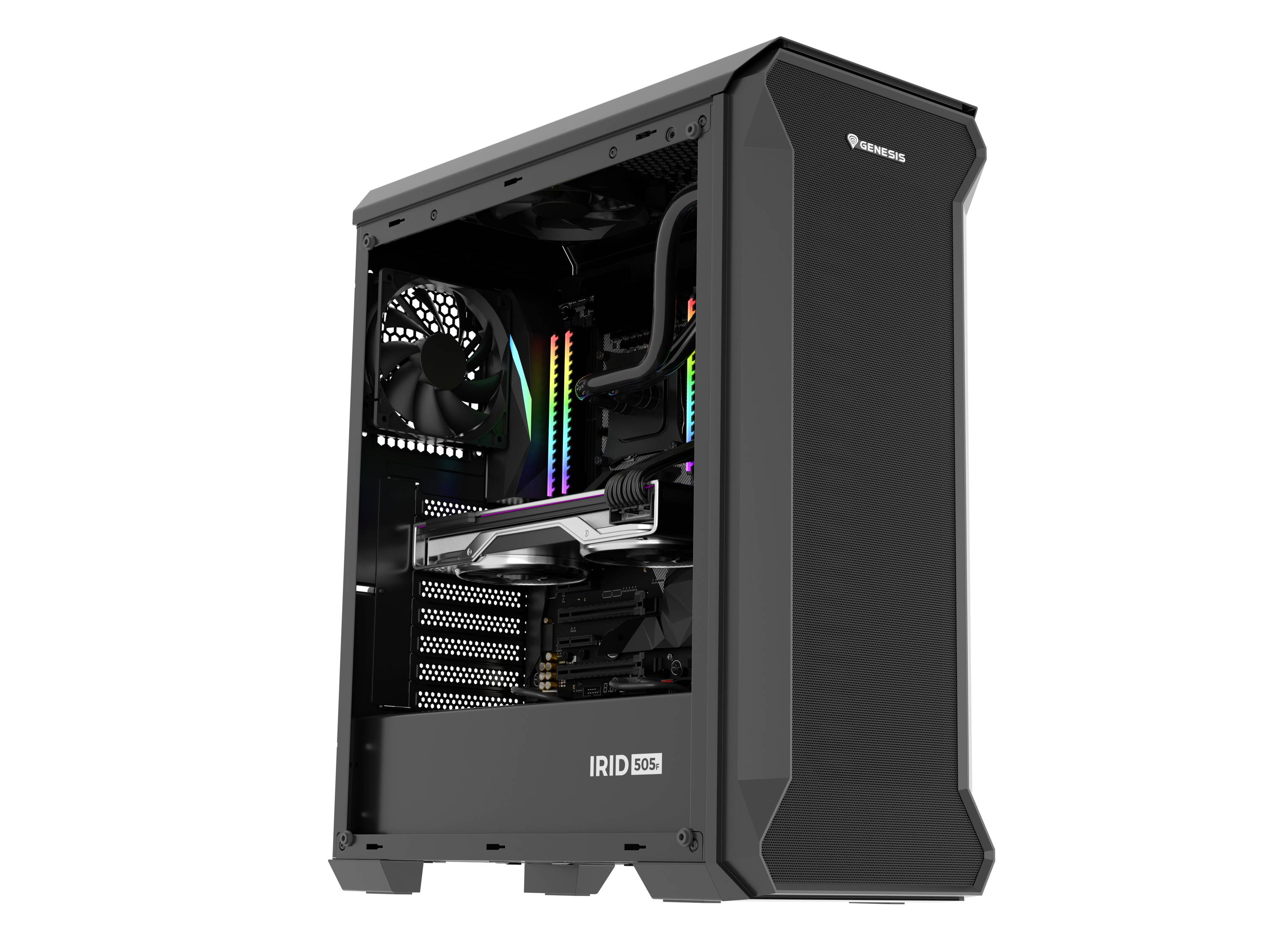 Genesis Irid 505F Midi-Tower PC-Gehäuse Schwarz