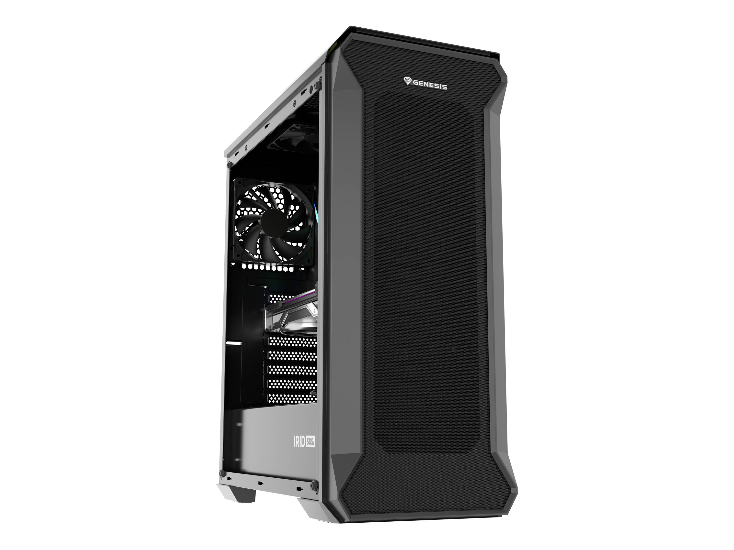 Genesis Irid 505F Midi-Tower PC-Gehäuse Schwarz