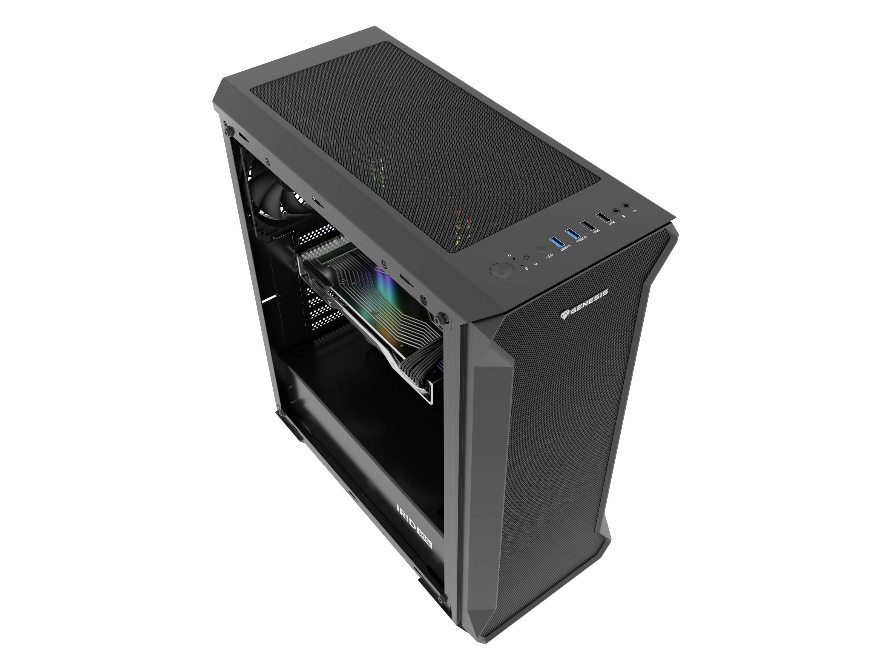 Genesis Irid 505F Midi-Tower PC-Gehäuse Schwarz