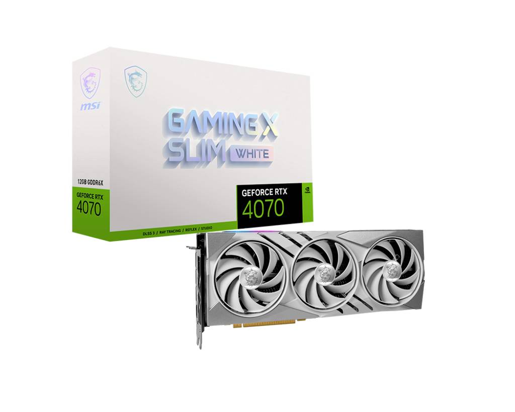 MSI Grafikkarte Nvidia GeForce RTX 4070 GAMING X SLIM WHITE 12 GB GDDR6X-RAM PCIe x16 HDMI®, DisplayPort Vulkan, NVIDIA G-Sync