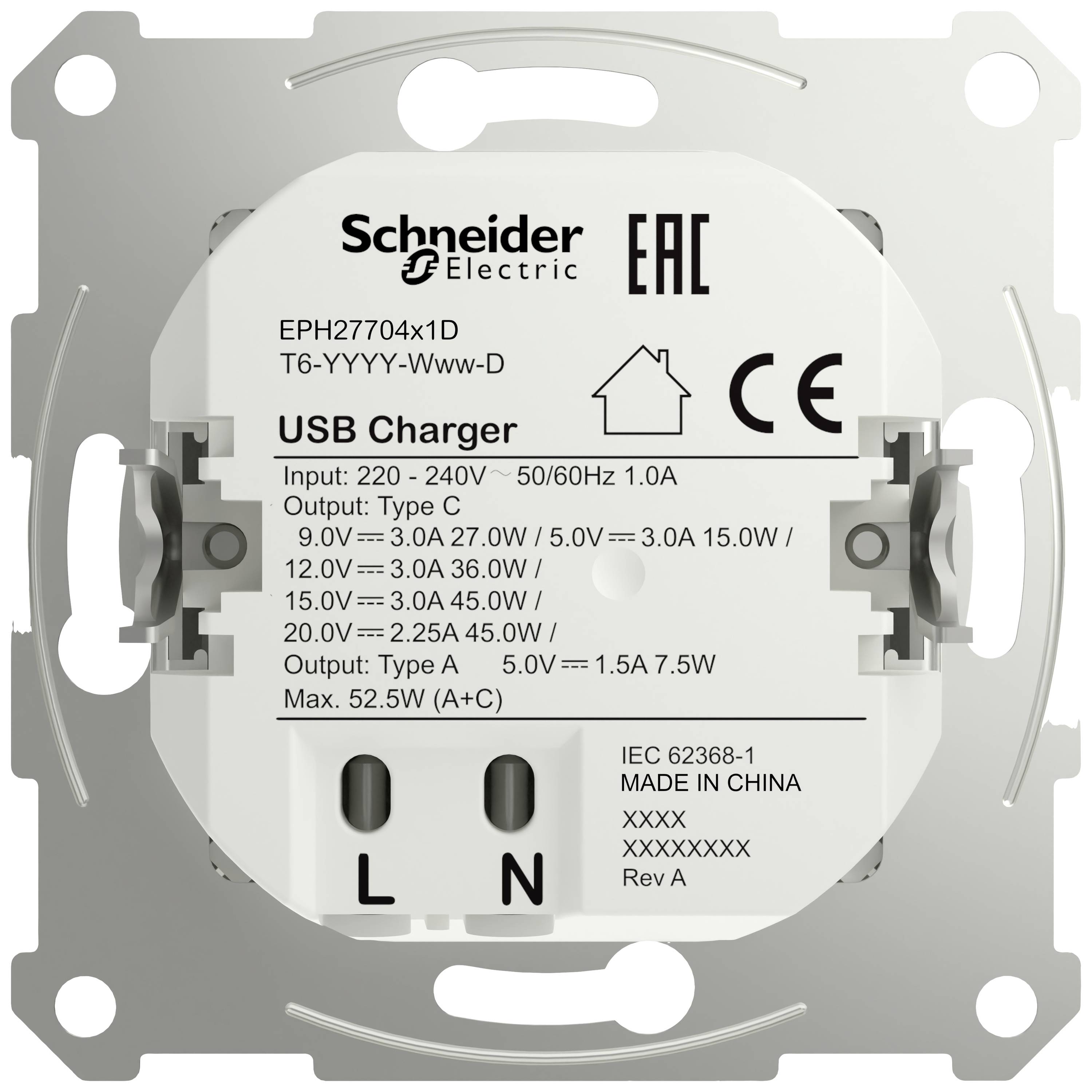Schneider Electric USB-Steckdose Asfora Weiß (glänzend) EPH2770421D 1St.
