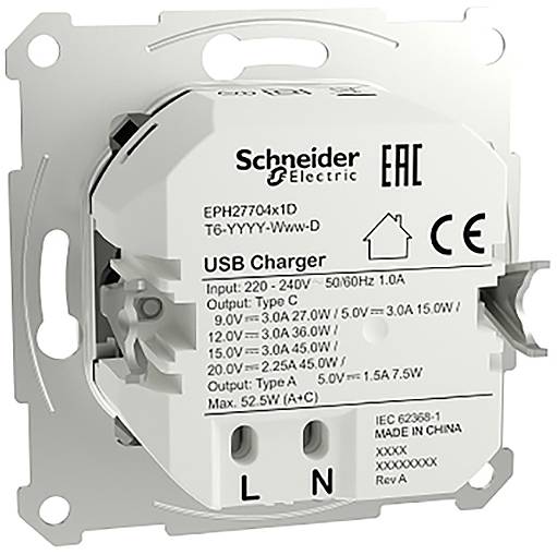 Schneider Electric USB-Steckdose Asfora Weiß (glänzend) EPH2770421D 1St.