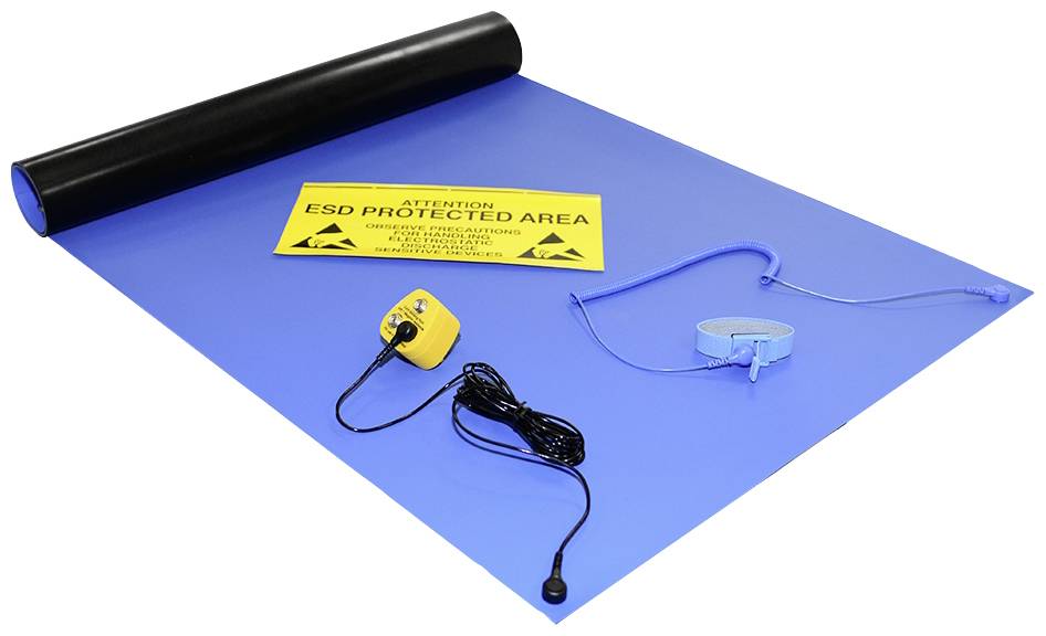 Antistat ESD-Arbeitsplatz-Kit Blau (L x B) 1200 mm x 600 mm