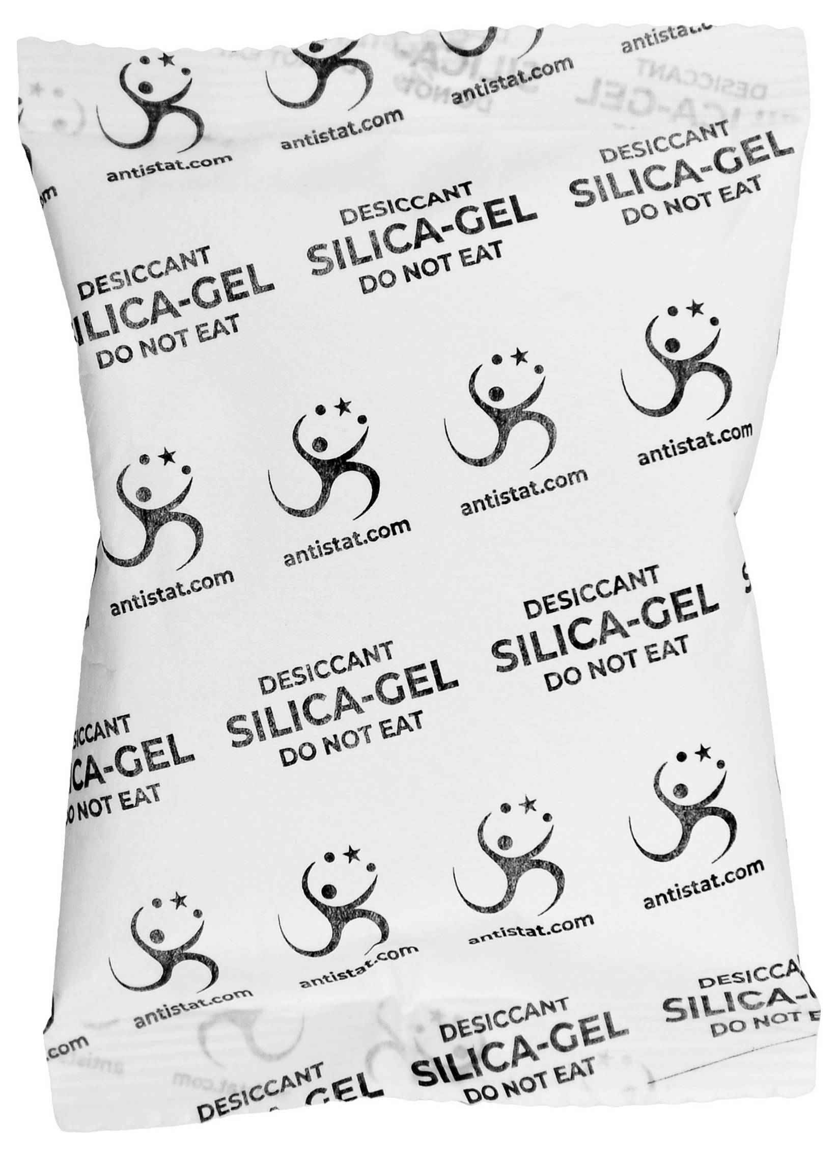 Weißes Silicagel-Trockenmittelbeutel bedruckt mit „SILICA-GEL DO NOT EAT