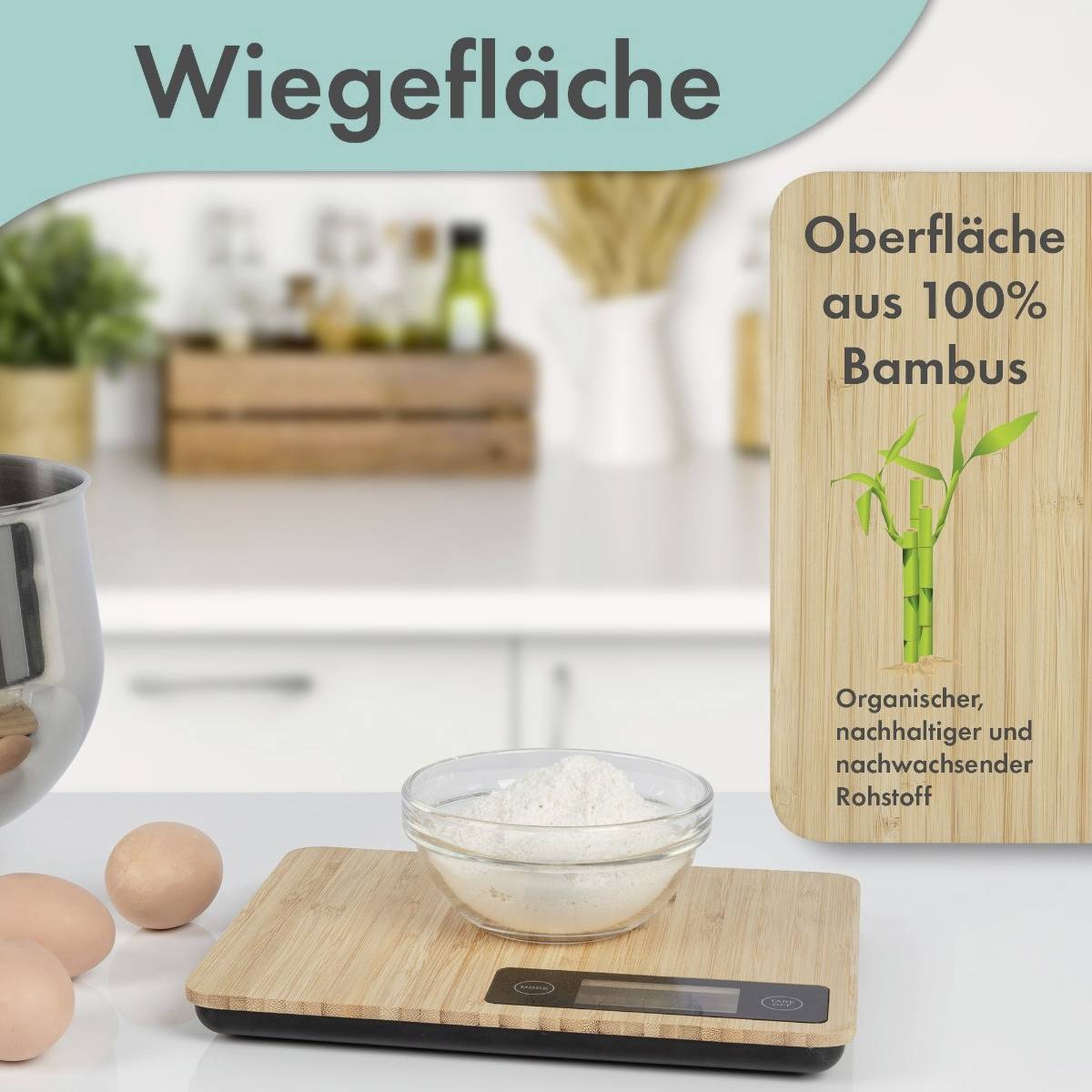 Profi Cook PC-KW 1271 Bambus Küchenwaage digital Wägebereich (max.)=5kg Bambus 240 x 190 x 23