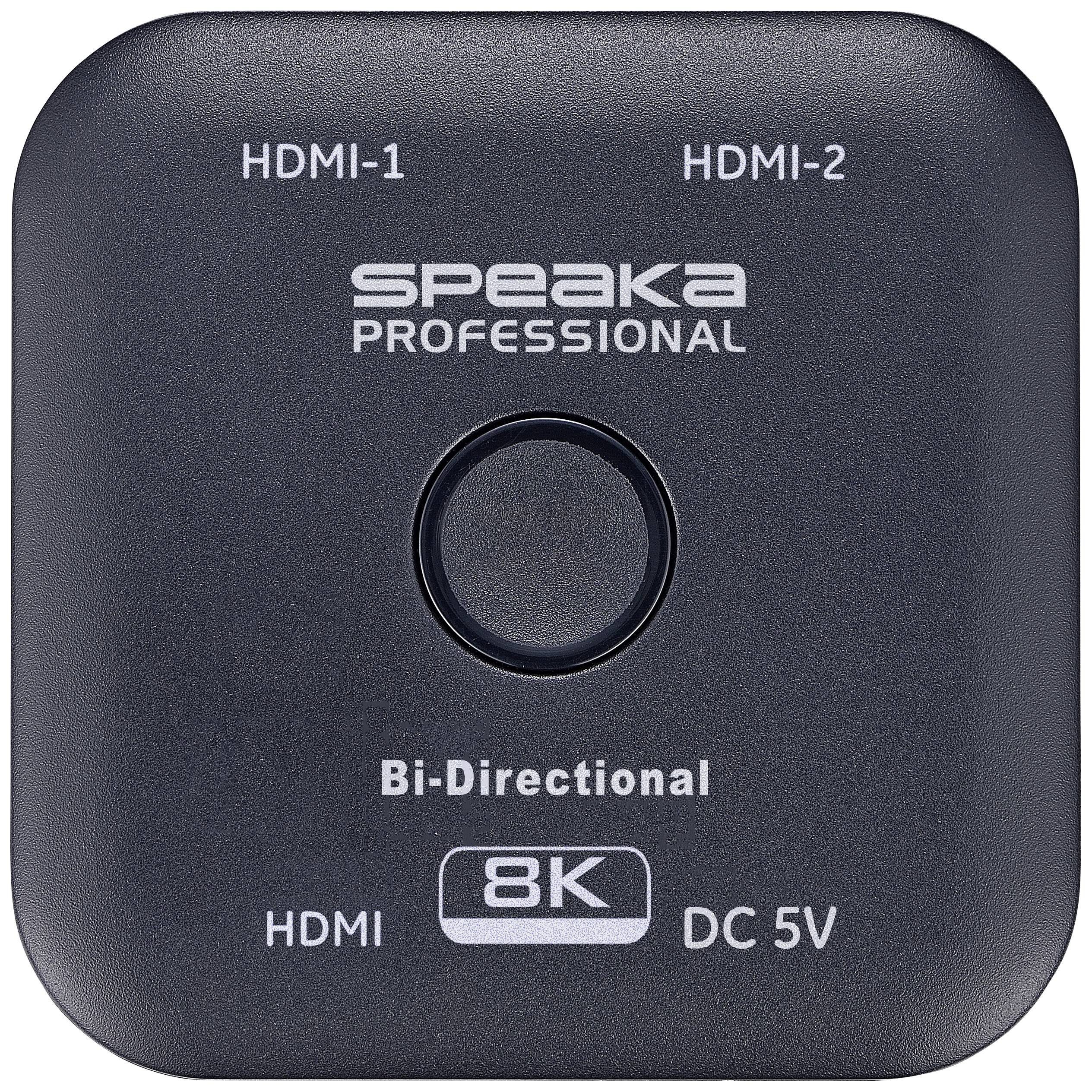 SpeaKa Professional SP-11990132 2 Port HDMI-Switch UHD 8K @ 60Hz bidirektional verwendbar 7680 x 4320 Pixel