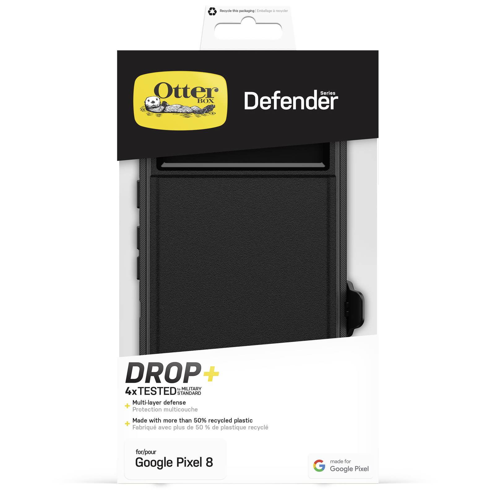 Otterbox Defender Backcover Google Pixel 8 Schwarz Stoßfest, Induktives Laden 77-94192