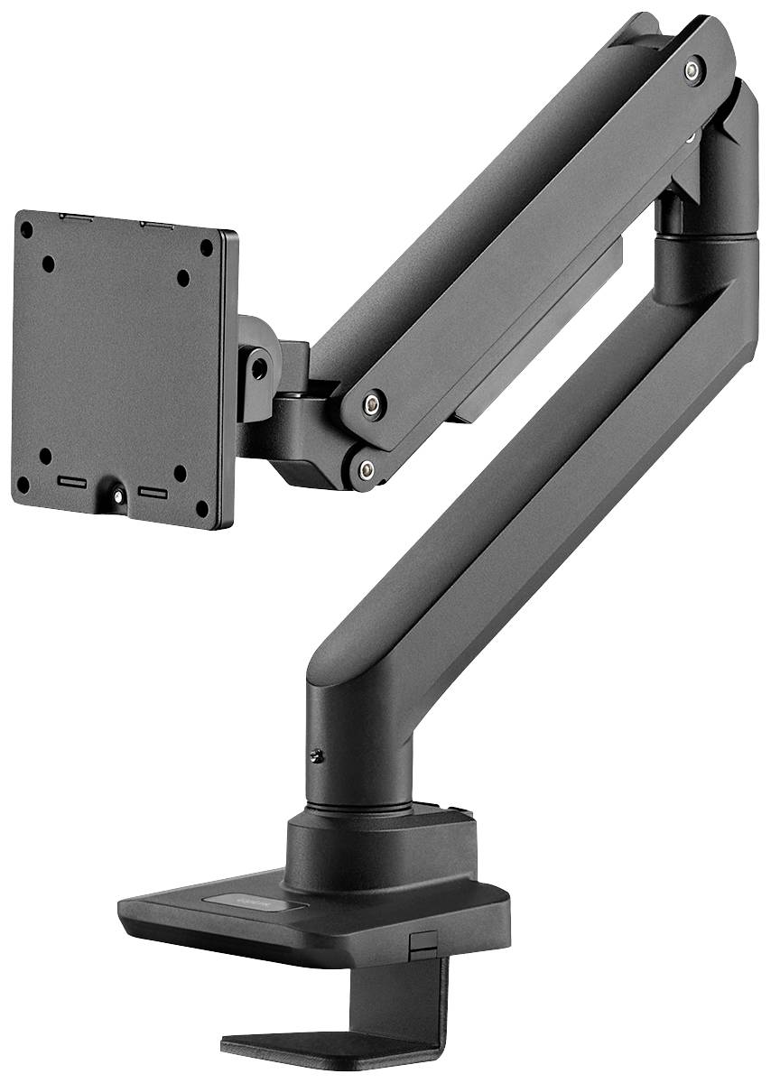 Monitorarm mit verstellbaren Gelenken, geeignet zur Befestigung auf einem Schreibtisch für eine flexible Positionierung eines Bildschirms.