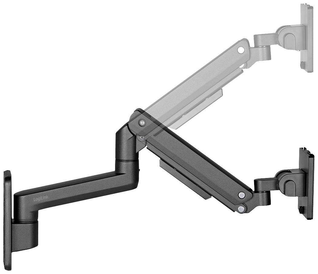 Ein verstellbarer Monitorarm mit mehreren Gelenken, ermöglicht flexible Positionierung eines Bildschirms für ergonomisches Arbeiten.