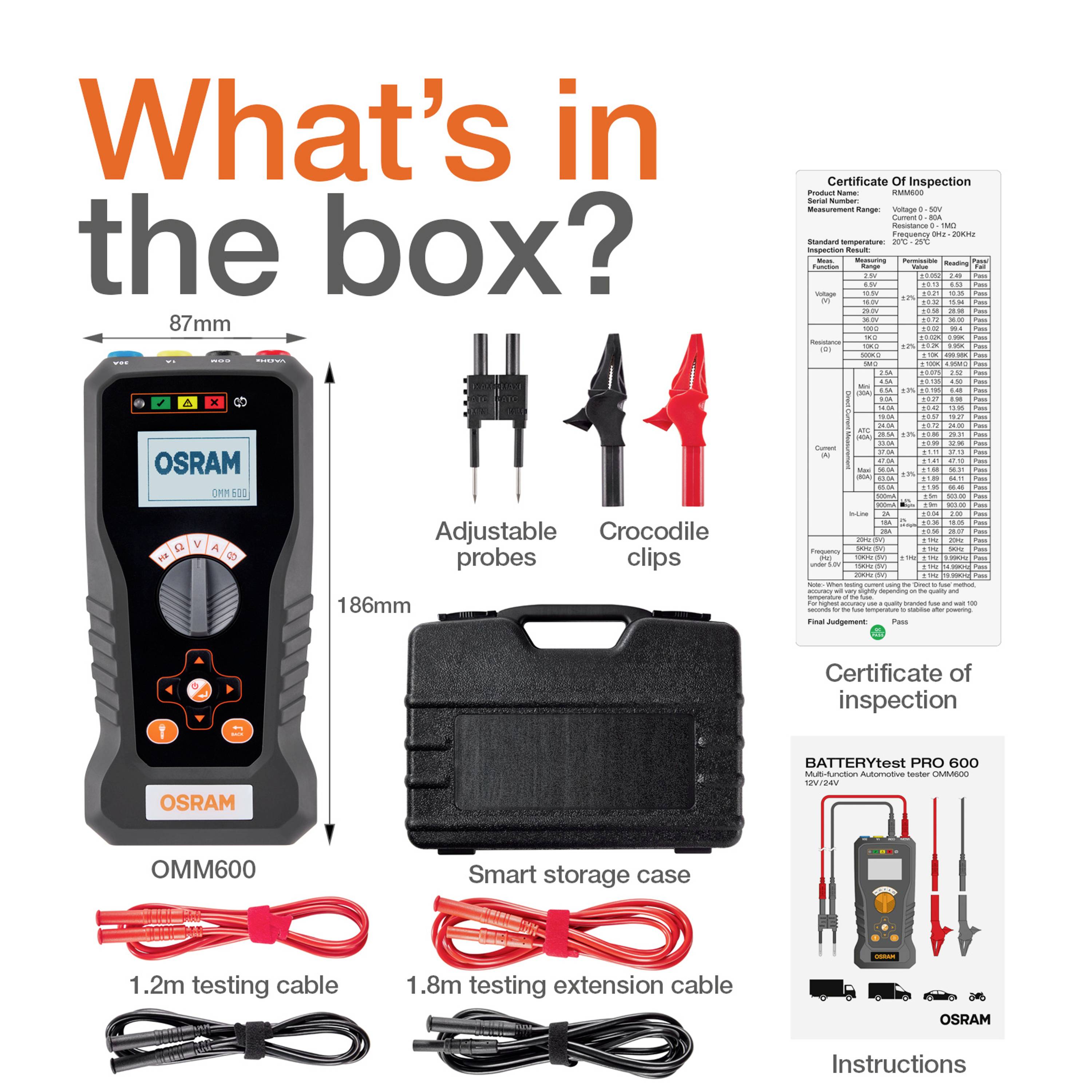 OSRAM BATTERYtest PRO 600 Spannungsprüfer / Prüflampe OMM600 Passend für (Auto-Marke): Universal
