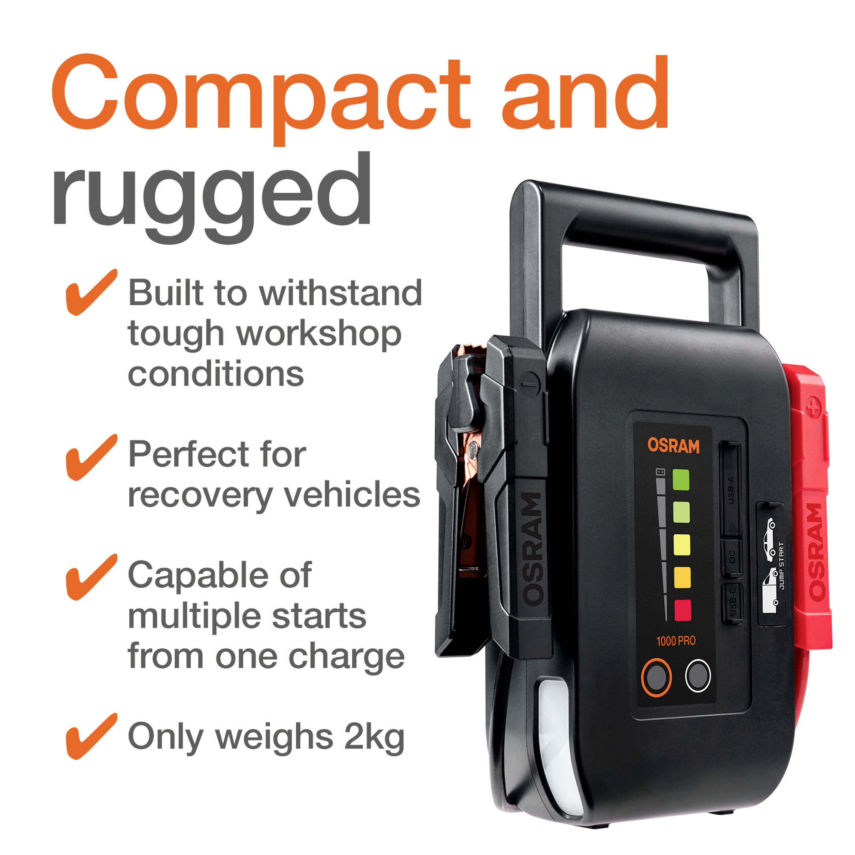 Osram Automotive Schnellstartsystem BATTERYstart PRO 1000 OEBSPL1000 Starthilfestrom (12 V)=1000A USB-Steckdose 2x