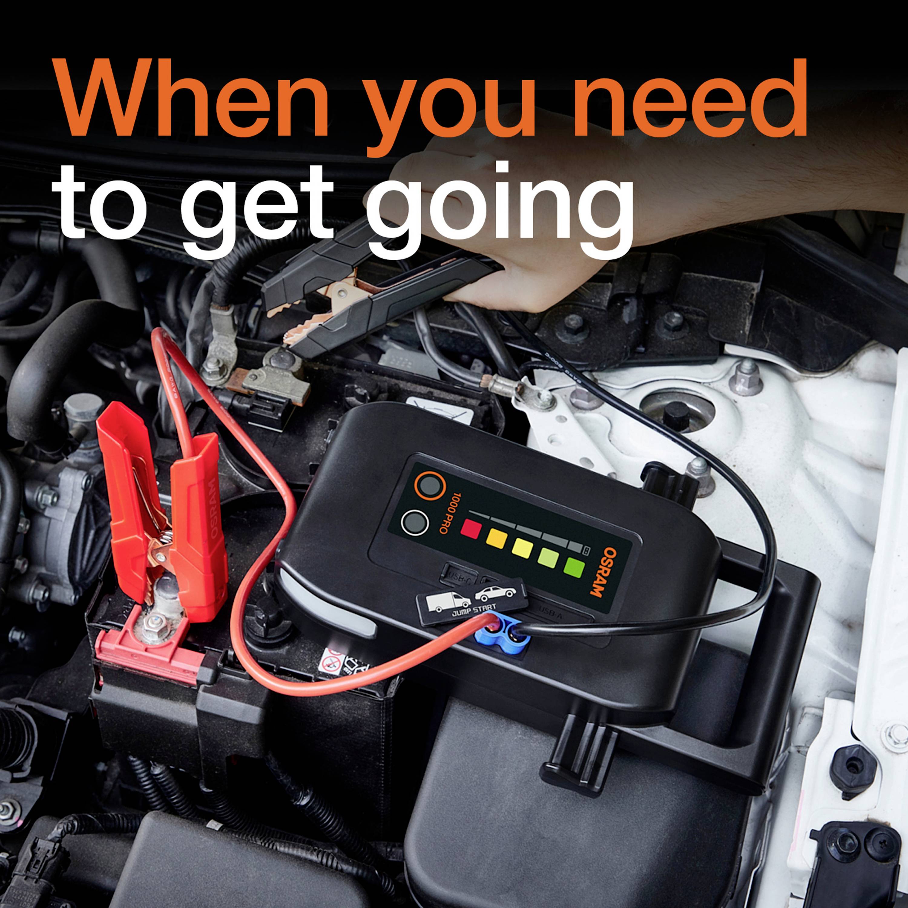 Osram Automotive Schnellstartsystem BATTERYstart PRO 1000 OEBSPL1000 Starthilfestrom (12 V)=1000A USB-Steckdose 2x