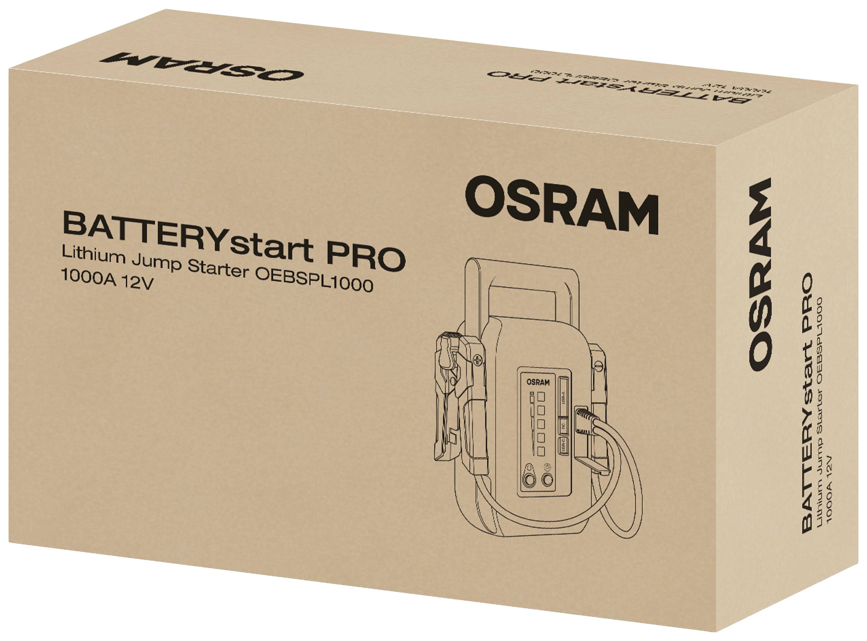 Osram Automotive Schnellstartsystem BATTERYstart PRO 1000 OEBSPL1000 Starthilfestrom (12 V)=1000A USB-Steckdose 2x