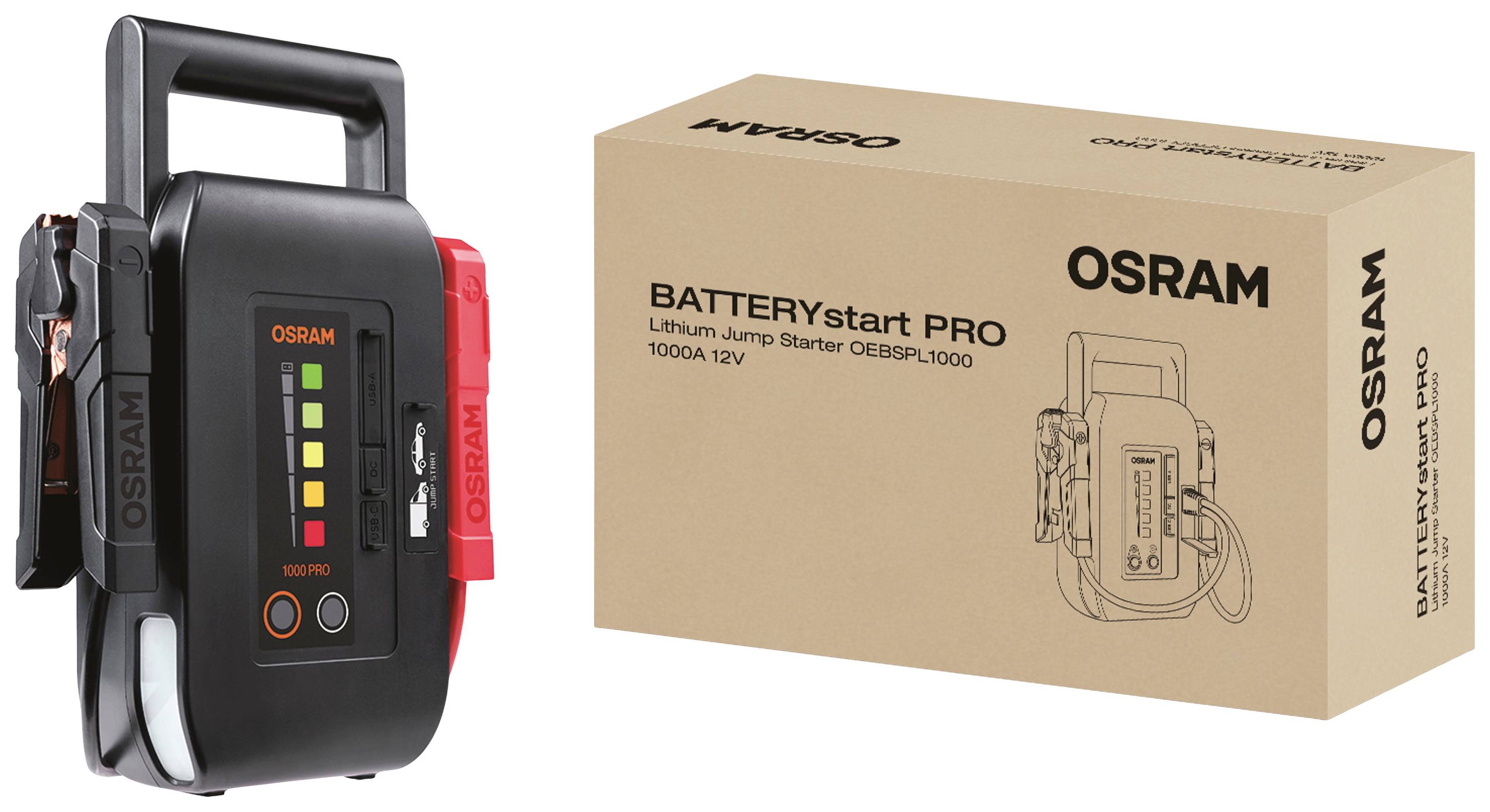 Osram Automotive Schnellstartsystem BATTERYstart PRO 1000 OEBSPL1000 Starthilfestrom (12 V)=1000A USB-Steckdose 2x