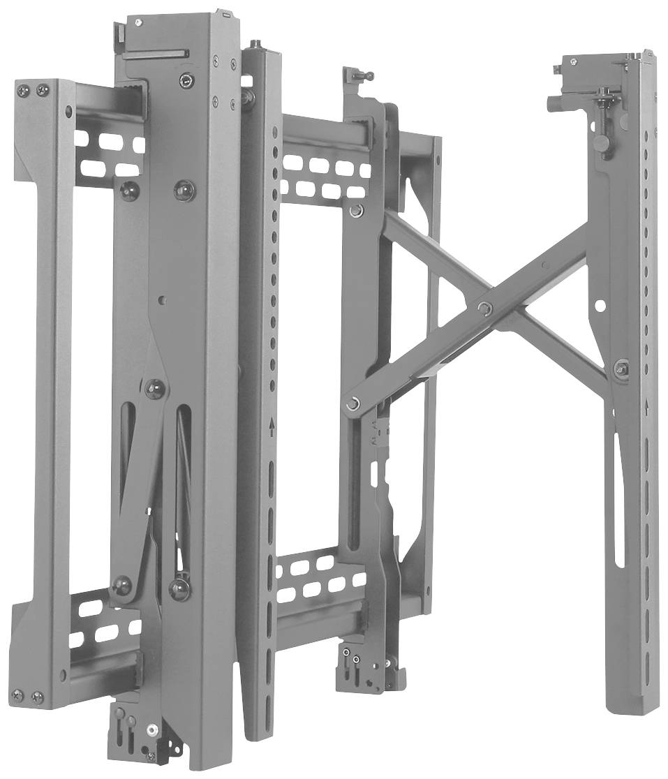 Wandhalterung für einen Flachbildfernseher mit klappbarem Arm. Geeignet zur flexiblen Anpassung der Bildschirmposition.