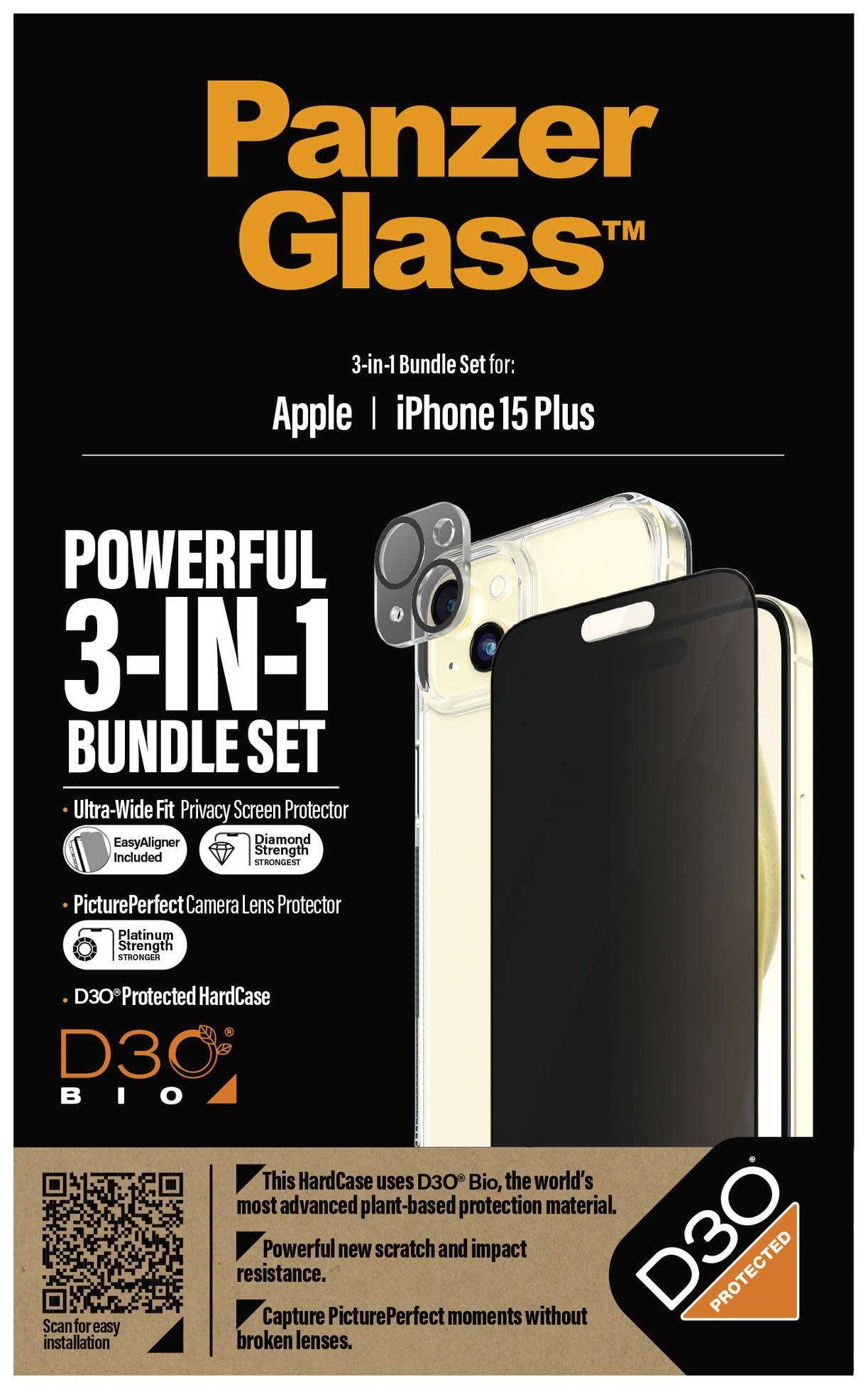 PanzerGlass 3-in-1-Pack Displayschutzfolie Apple iPhone 15 Plus 1 St. B1174+2811