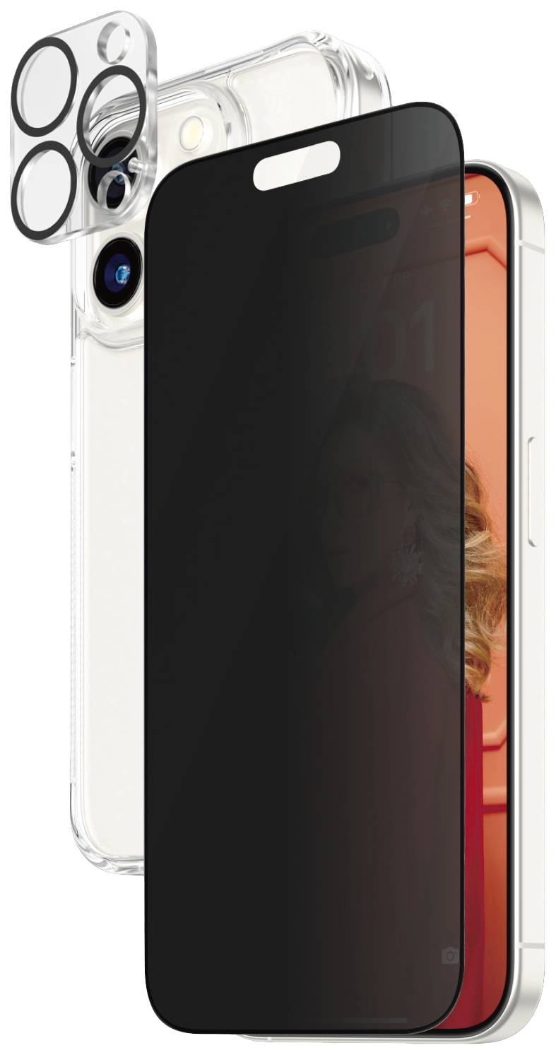 Smartphone mit Display-Schutz und separatem Kamera-Schutz. Schutzfolien bieten Sichtschutz und Schutz vor Kratzern.