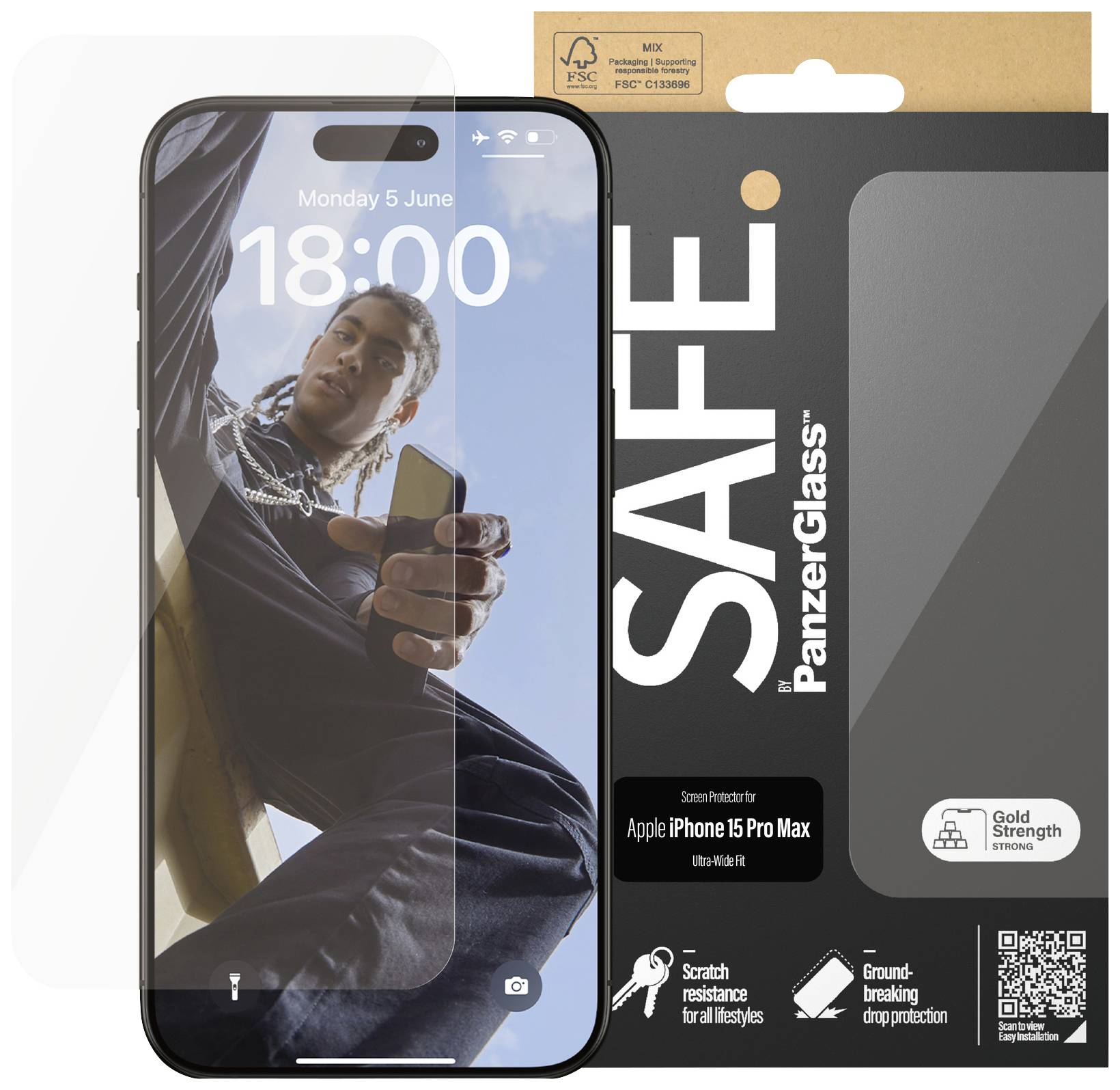 PanzerGlass Ultra-Wide Fit Displayschutzglas Apple iPhone 15 Pro Max 1 St. SAFE95537