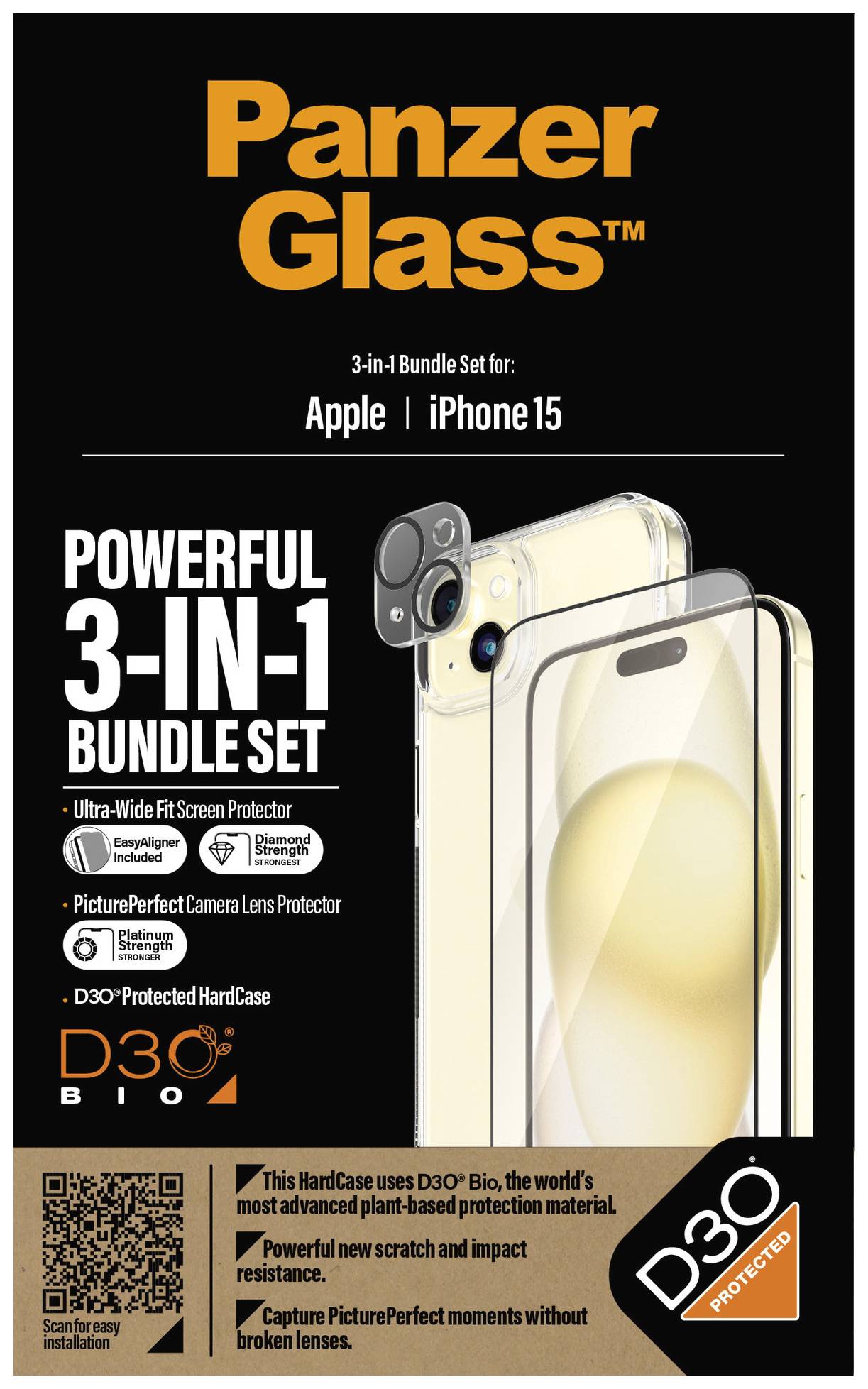 PanzerGlass 3-in-1-Pack Displayschutzglas Apple iPhone 15 1 St. B1172+2809