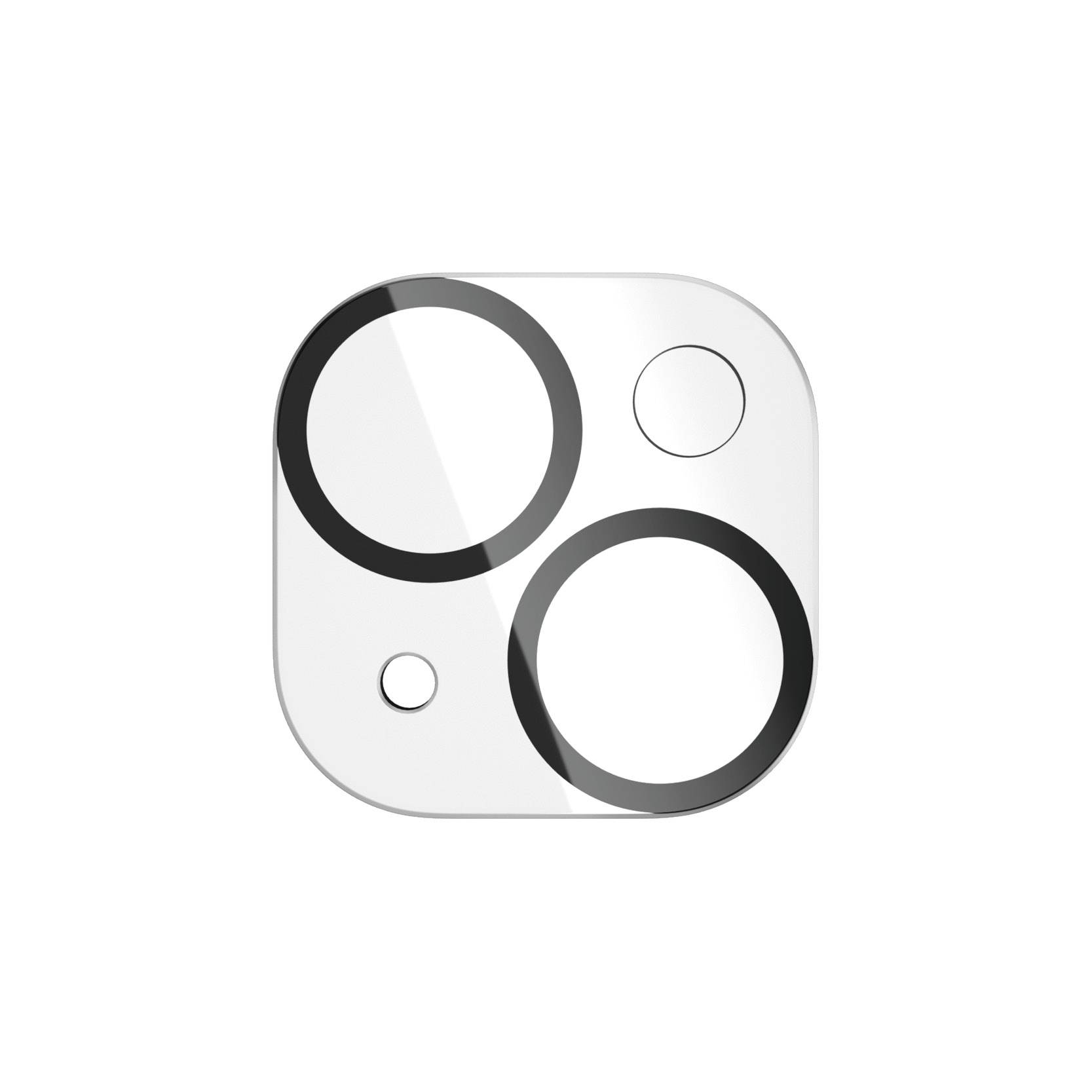 Kamera-Symbol mit drei großen und einem kleinen Kreis, repräsentiert ein Kameramodul-Design auf einem Smartphone.