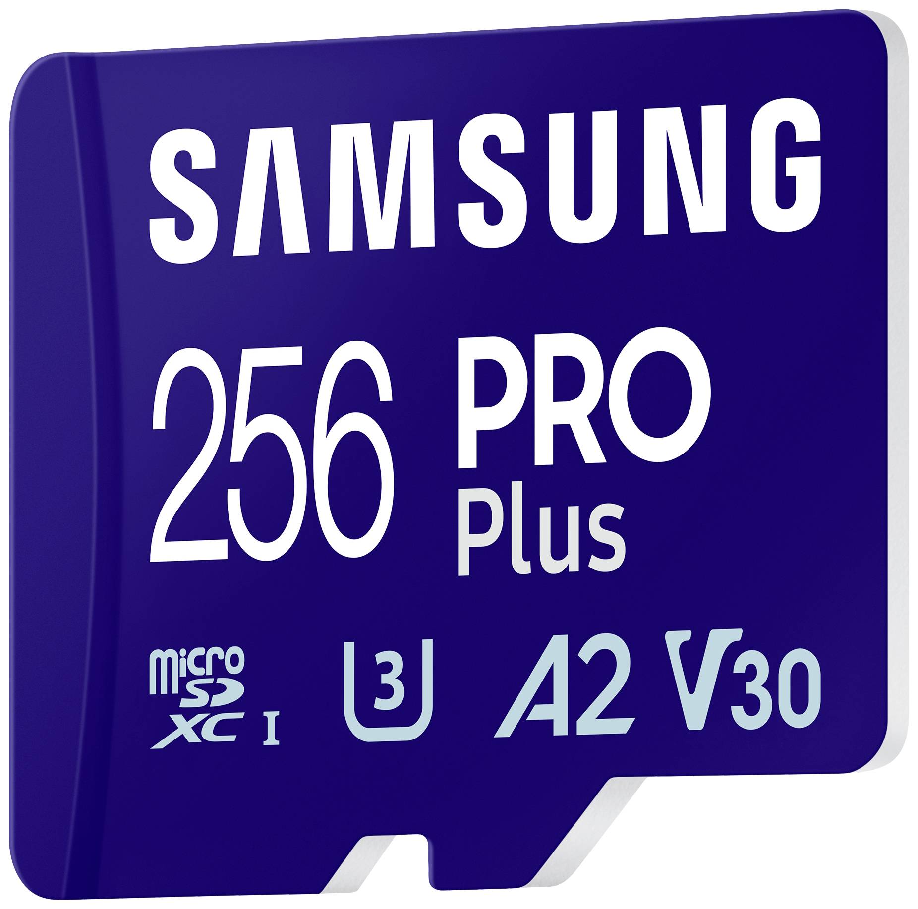 Samsung microSDXC-Speicherkarte, 256 GB, PRO Plus, blau, unterstützt Geschwindigkeitsklassen U3, A2, V30.