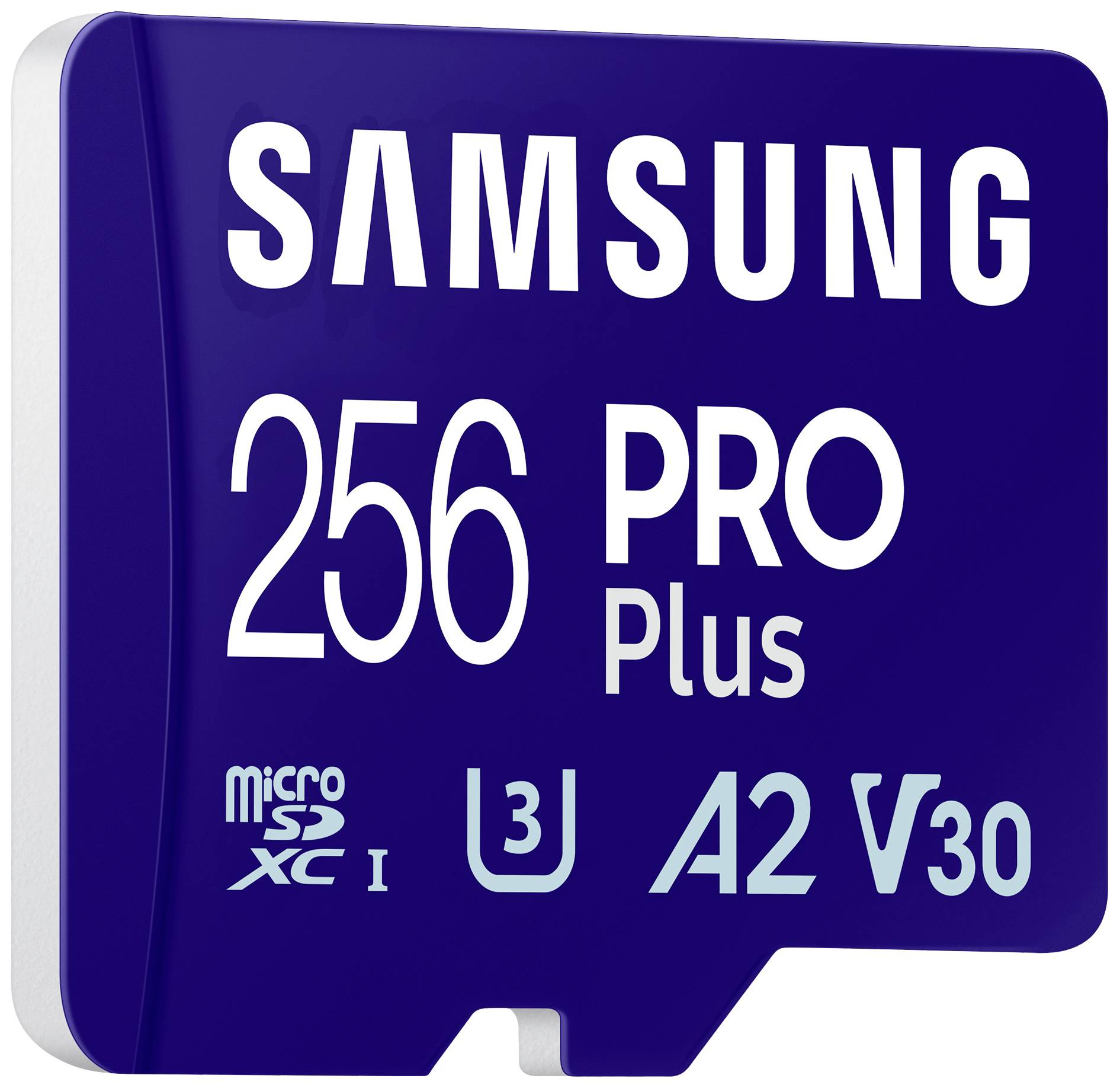 MikroSD-Karte Samsung 256 PRO Plus, U3, A2, V30, Kapazität 256GB.