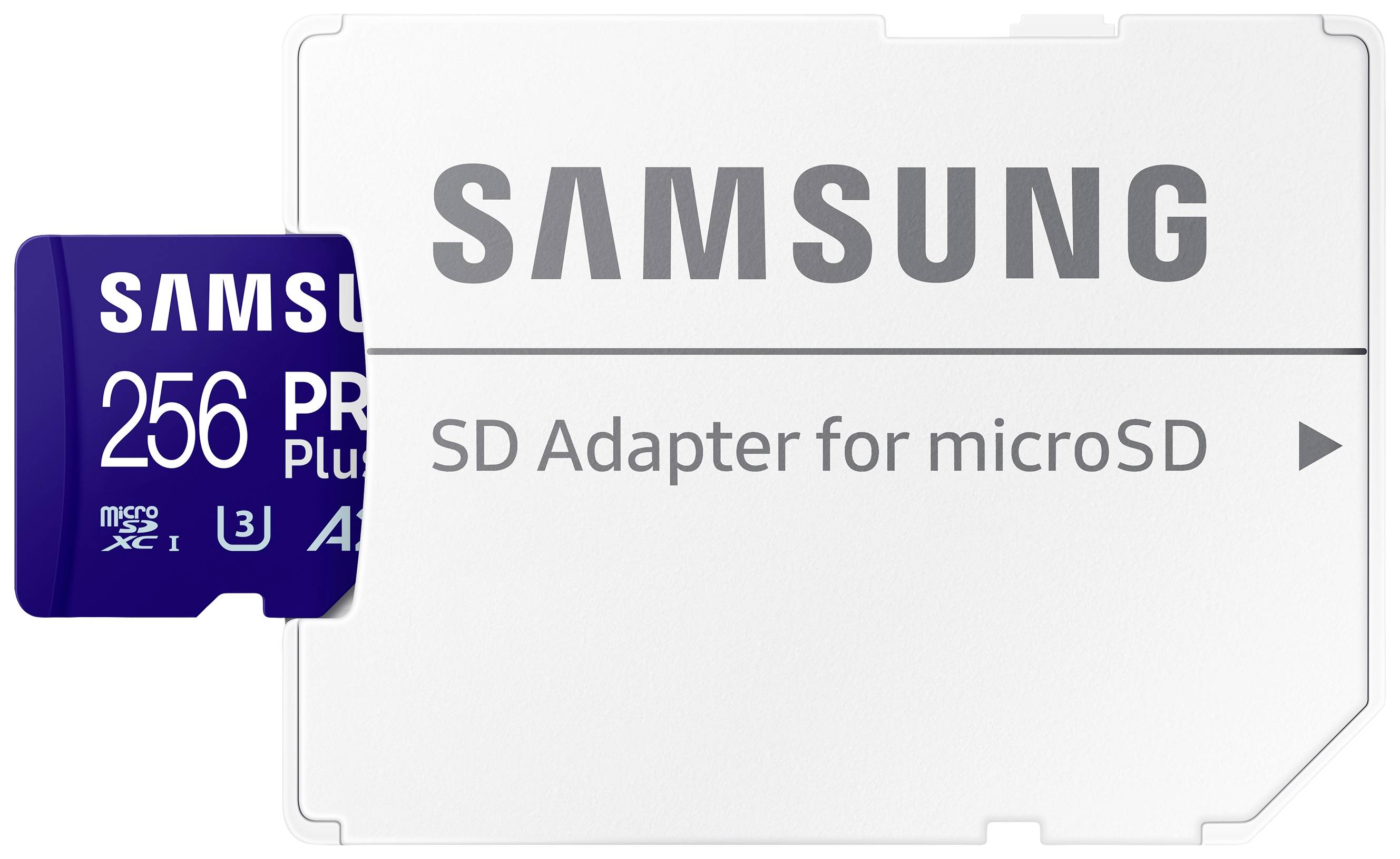 Samsung 256 GB microSD-Karte eingesetzt in SD-Adapter.