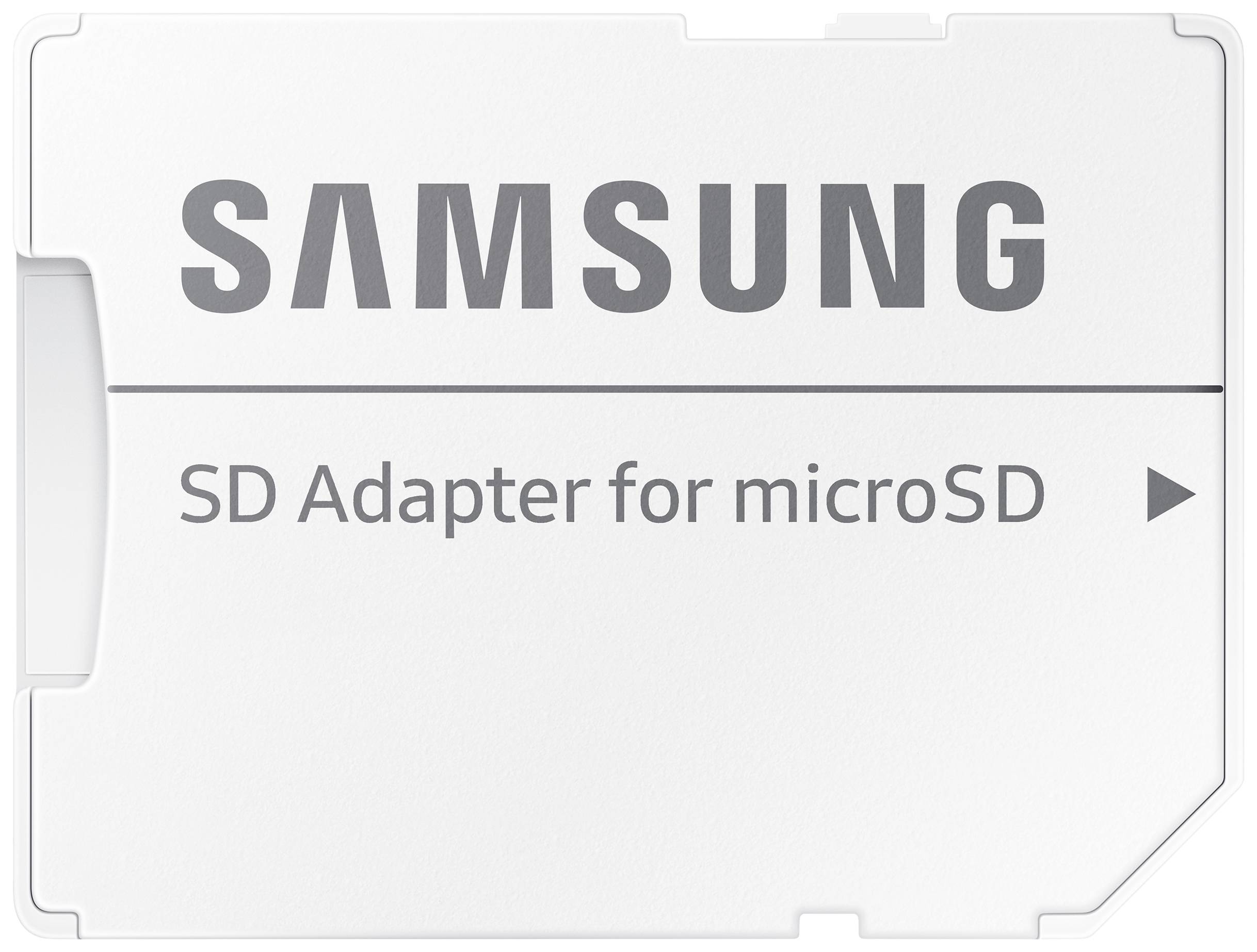 Ein weißer Samsung SD-Adapter für microSD-Karten, auf dem 'SD Adapter for microSD' steht.