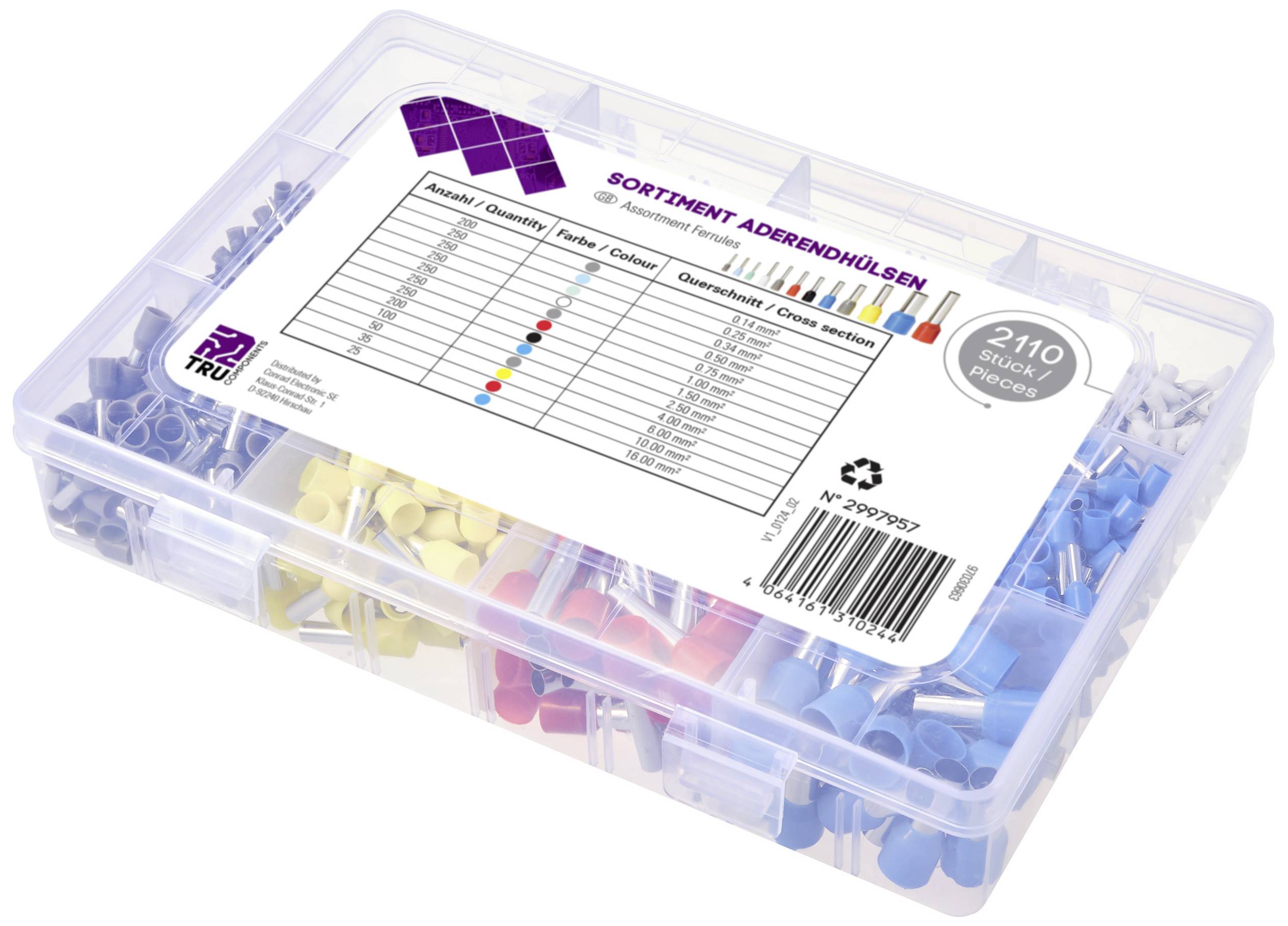 TRU COMPONENTS TC-11991828 Aderendhülsen-Sortiment 0.14 mm², 0.25 mm², 0.34 mm², 0.5 mm², 0.75 mm², 1 mm², 1.5 mm², 2.5 mm²