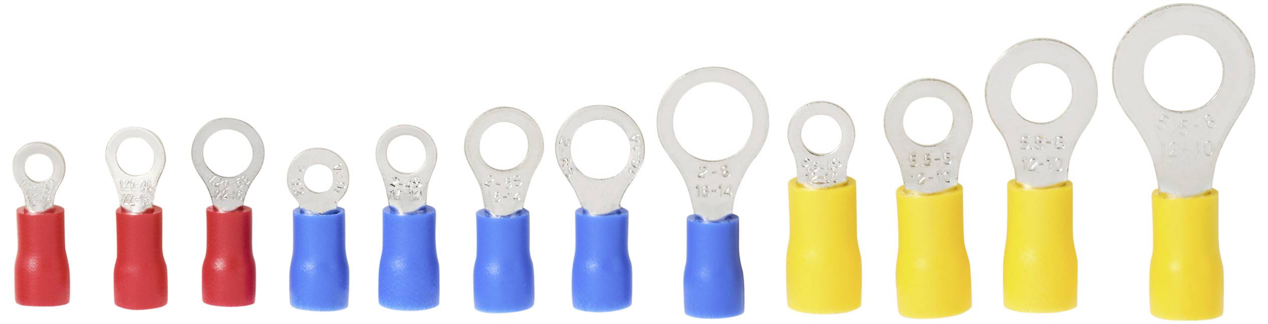 TRU COMPONENTS TC-11991832 Ringkabelschuh-Sortiment Teilisoliert 0.5mm² 6mm² Rot, Blau, Gelb 505St.