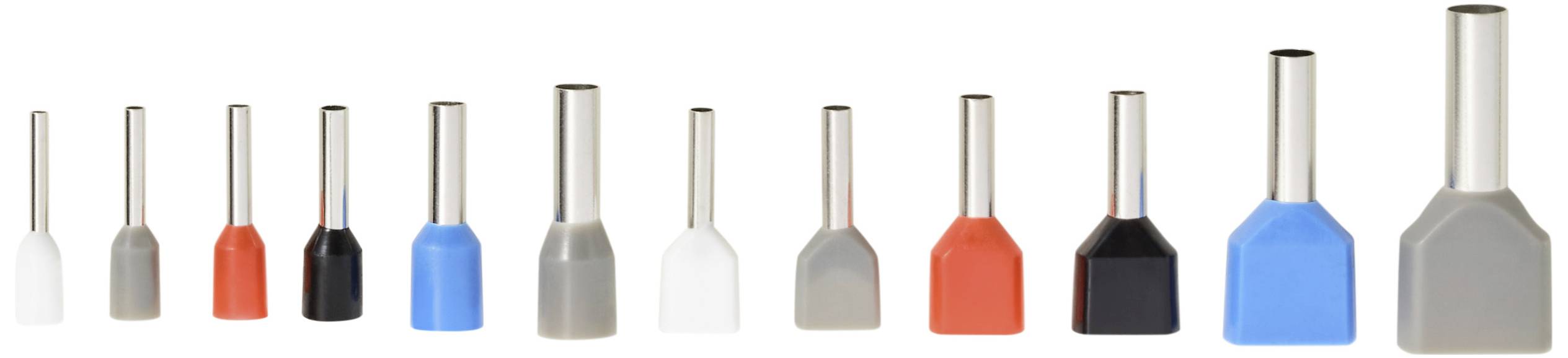 TRU COMPONENTS TC-11991840 Aderendhülsen-Sortiment 0.5 mm², 0.75 mm², 1 mm², 1.5 mm², 2.5 mm², 4mm² Teilisoliert Weiß, Grau, Rot