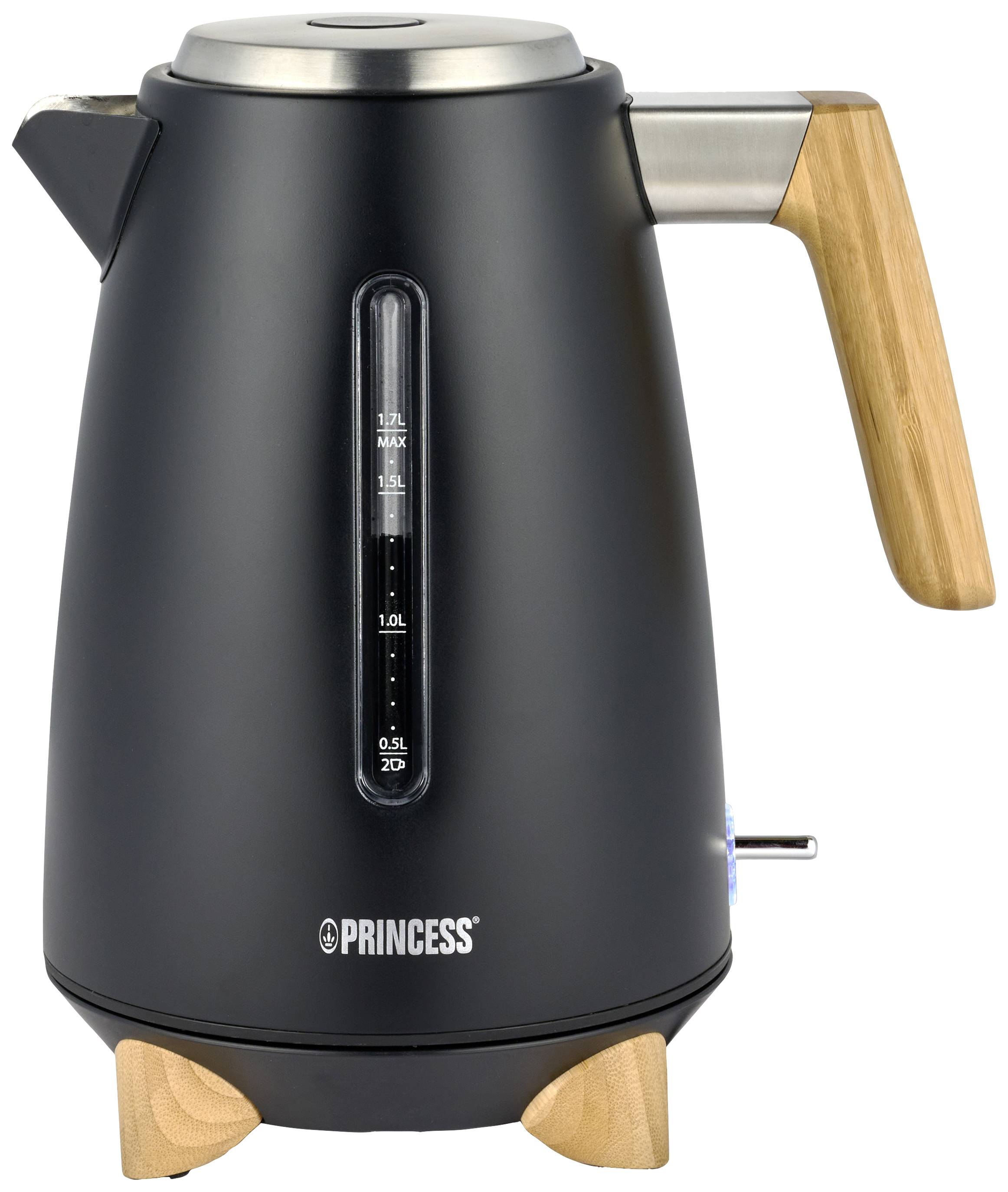 Princess 01.236061.01.001 Wasserkocher schnurlos, Überhitzungsschutz Schwarz Fassungsvermögen: 1.7l